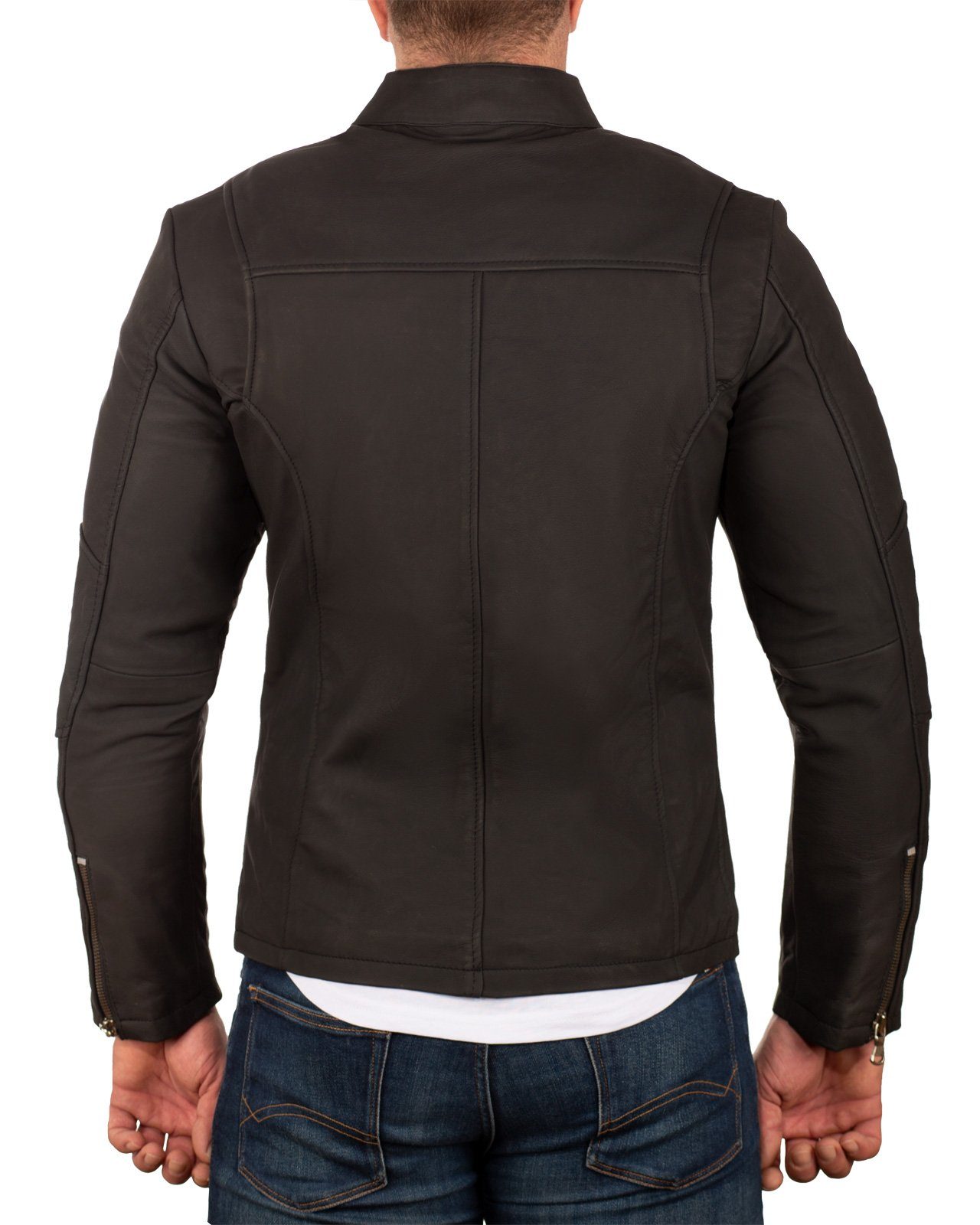 Reichstadt Lederjacke Herren Regular Fit Bikerjacke Silver Zipper 20RS20LUX günstig online kaufen