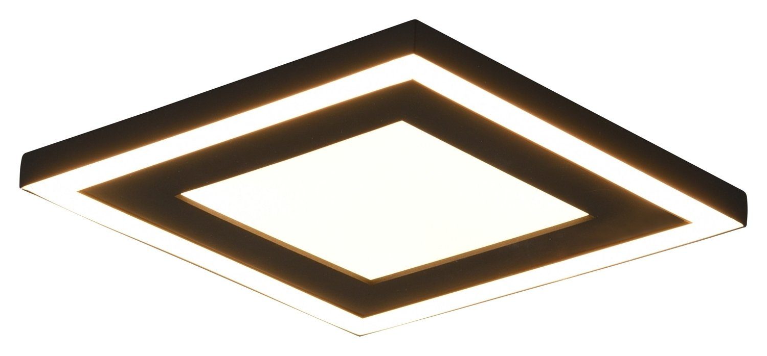 Reality Leuchten LED Deckenleuchte CARUS, 2-flammig, 20 x 20 cm, Schwarz, Weiß, getrennt schaltbare Leuchtflächen, LED fest integriert, Warmweiß, Metall, Kunststoff, LED Deckenlampe | Deckenlampen