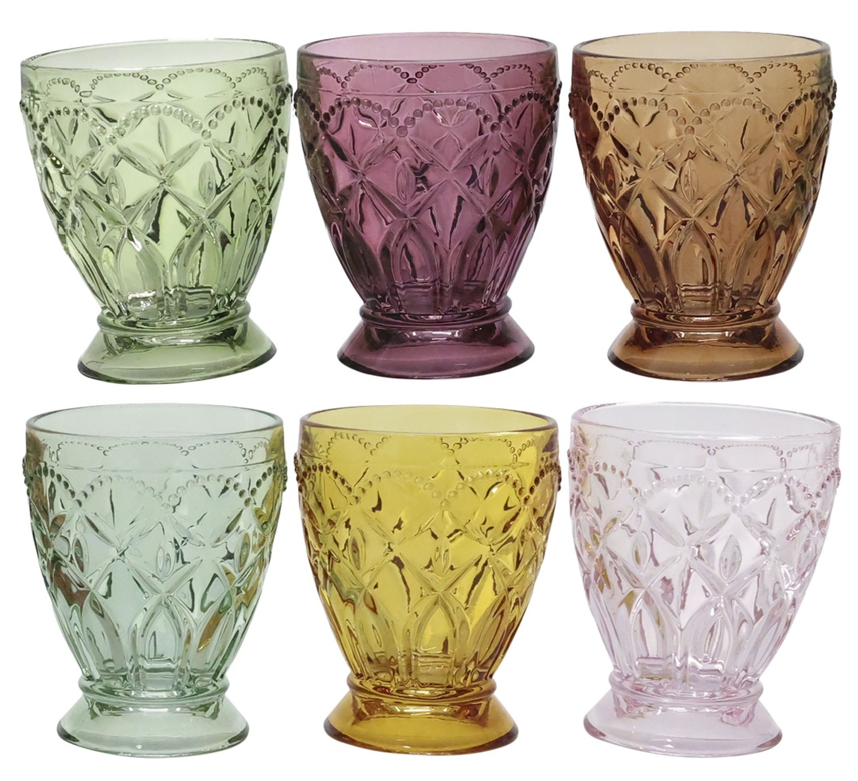 Chic Antique Gläser-Set Chic Antique - 6er Set Wasserglas Trinkglas Glas 200ml Bunt mit, Glas