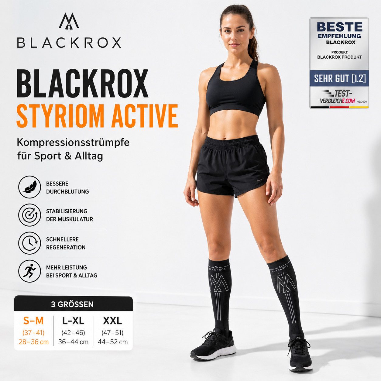 BLACKROX Kompressionsstrümpfe [Vergleichssieger 2026] BLACKROX STYRIOM ACTIVE Kompressionsstrümpfe – Bild 2 von 5