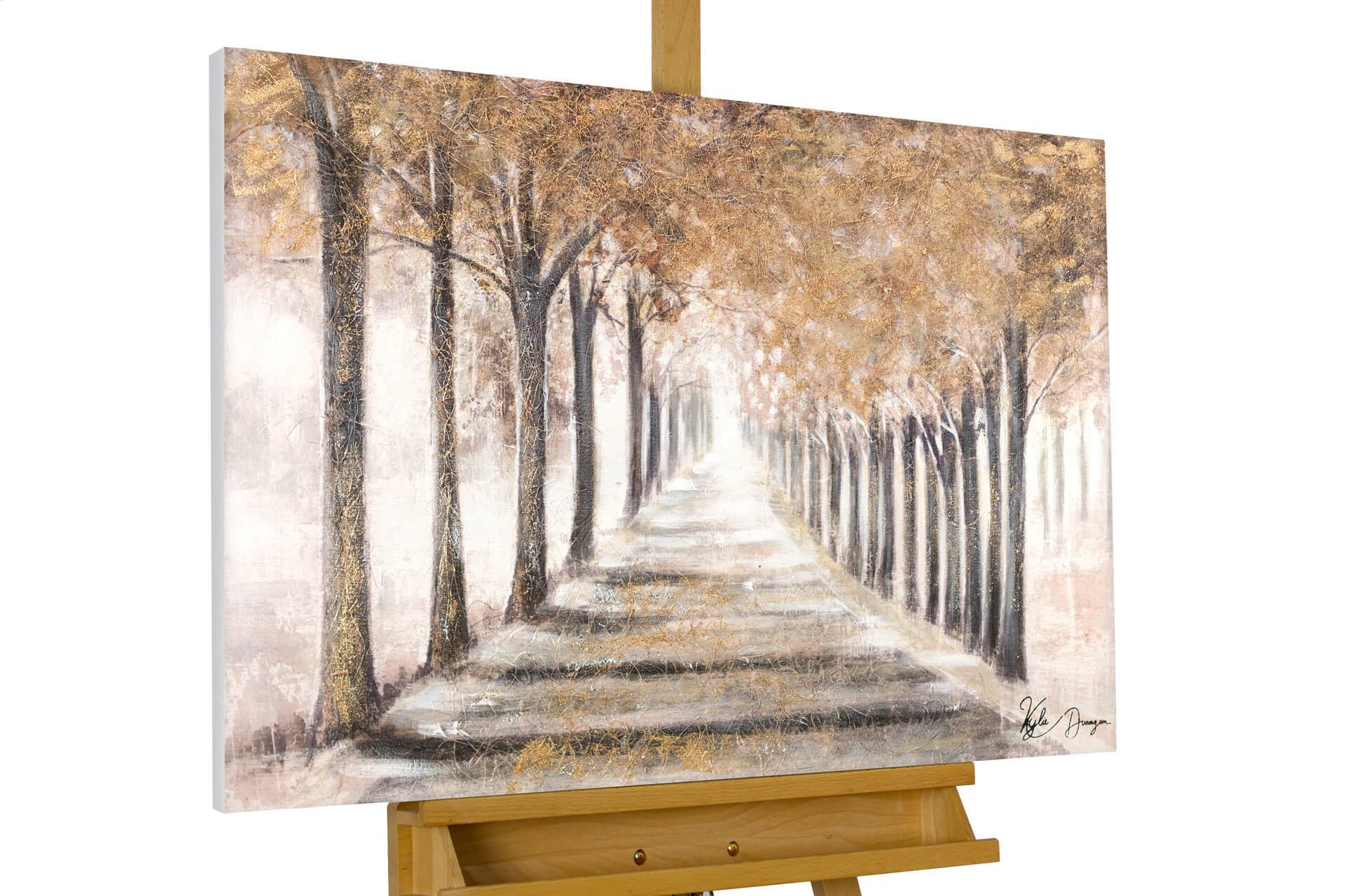 KUNSTLOFT Gemälde Allee der Träume 100x75 cm, Leinwandbild 100% HANDGEMALT Wandbild Wohnzimmer
