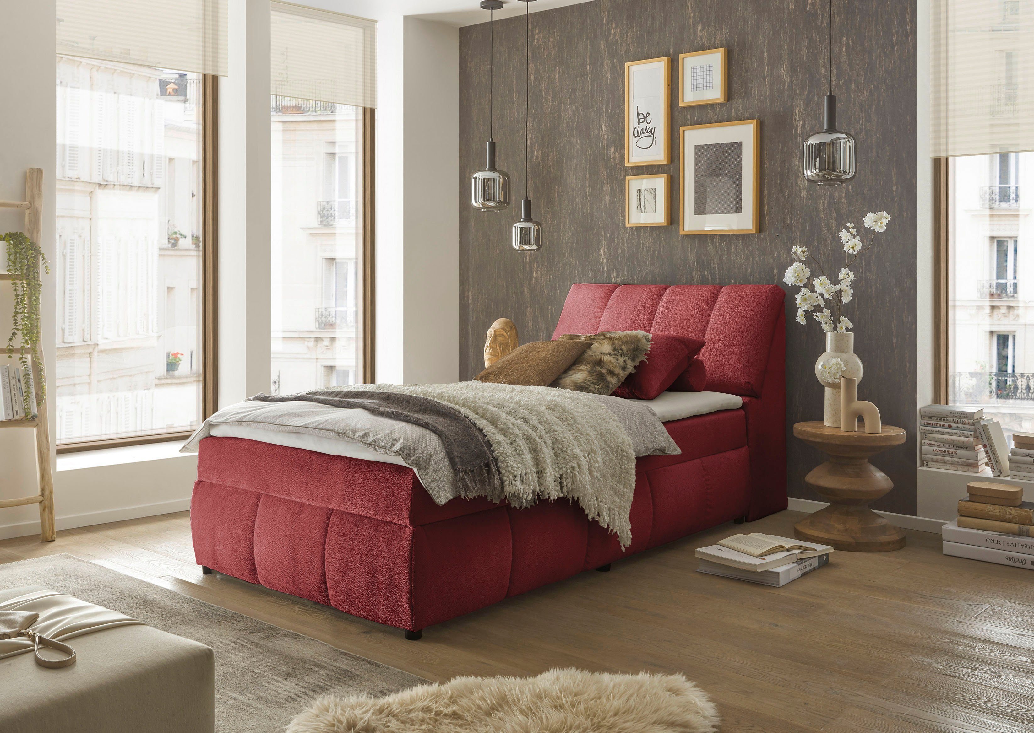 ED EXCITING DESIGN Boxbett "Valencia" inkl. Bettkasten und Stauraum im Kopf günstig online kaufen