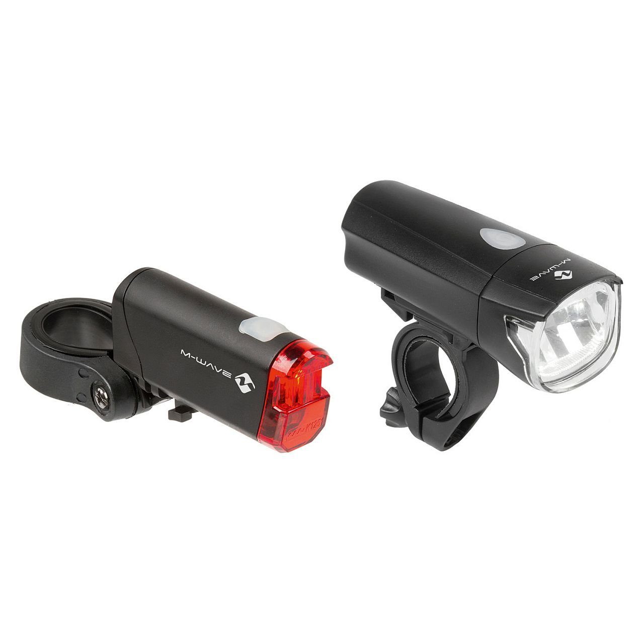 M-Wave Fahrradbeleuchtung Batterielampen Set 30 Lux Atlas K50 LED Frontlicht Rücklicht