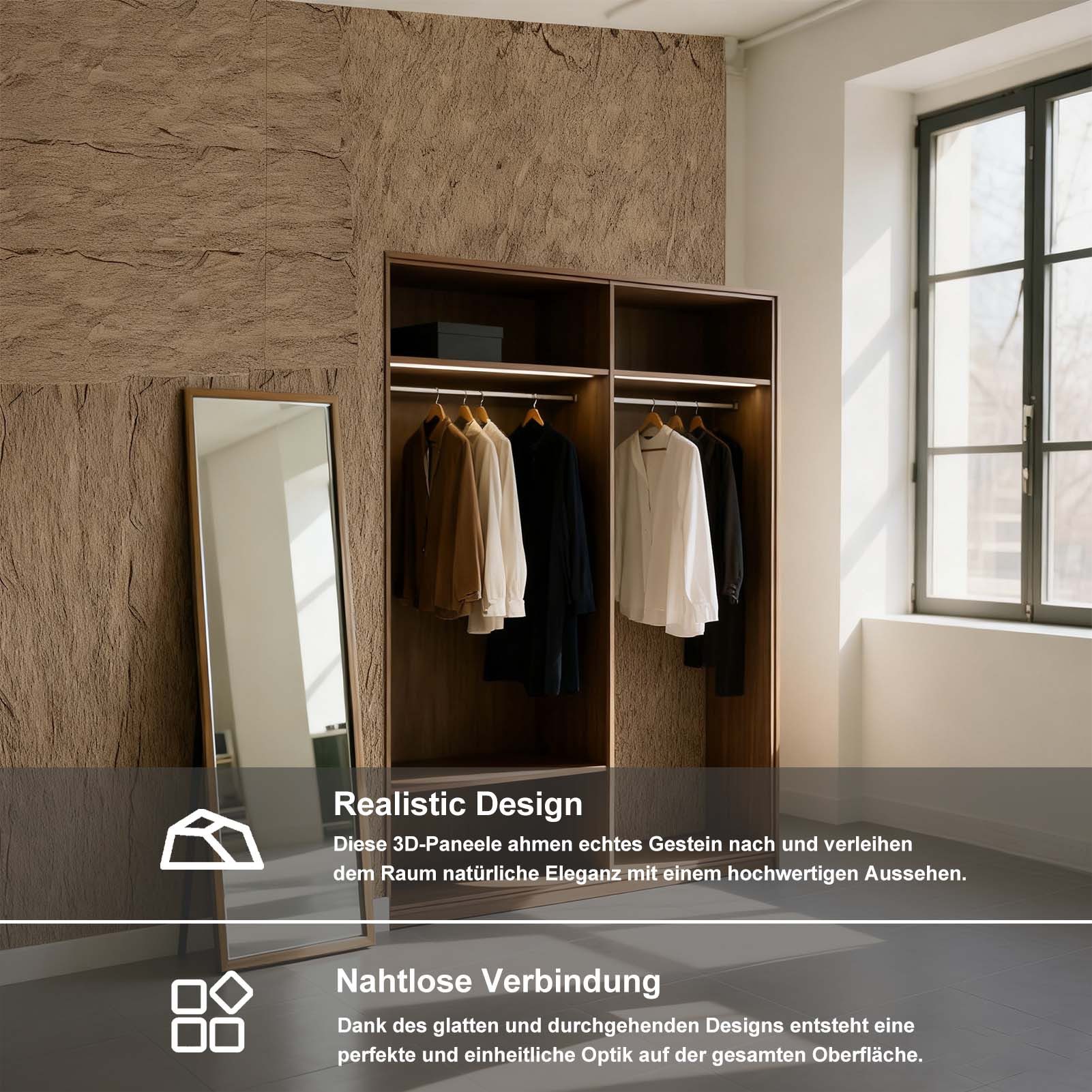 mepiq Wandpaneel Selbstklebende Wandpaneele in Steinoptik PU Wandverkleidung, (3-tlg., (120x60x3 cm) für Küche & Schlafzimmer – 1 Stück) – Bild 4 von 5