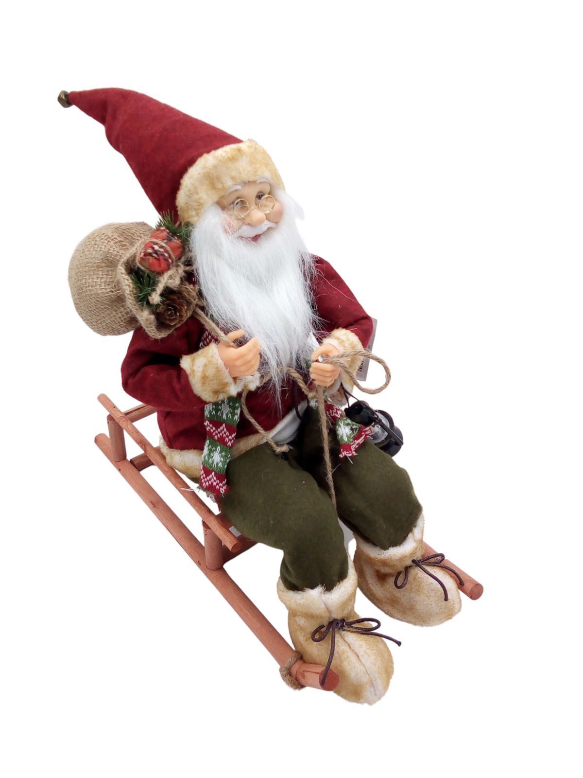 BURI Dekofigur Weihnachtsmann auf Schlitten Nikolaus Santa Claus Weihnachtsdeko