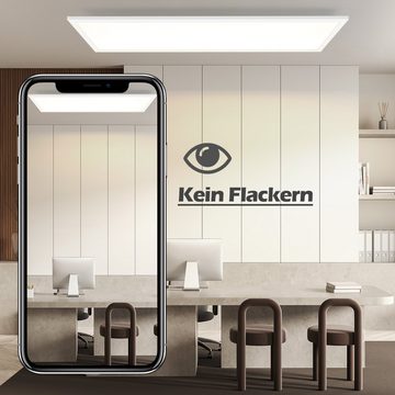 Nettlife LED Panel Flach Deckenlampe Dimmbar mit Fernbedienung 42W, 60S Timer, LED fest integriert, Warmweiß Neutralweiß Kaltweiß, für Büro Wohnzimmer Flur Treppe, ‎100 x 25 x 4.5cm