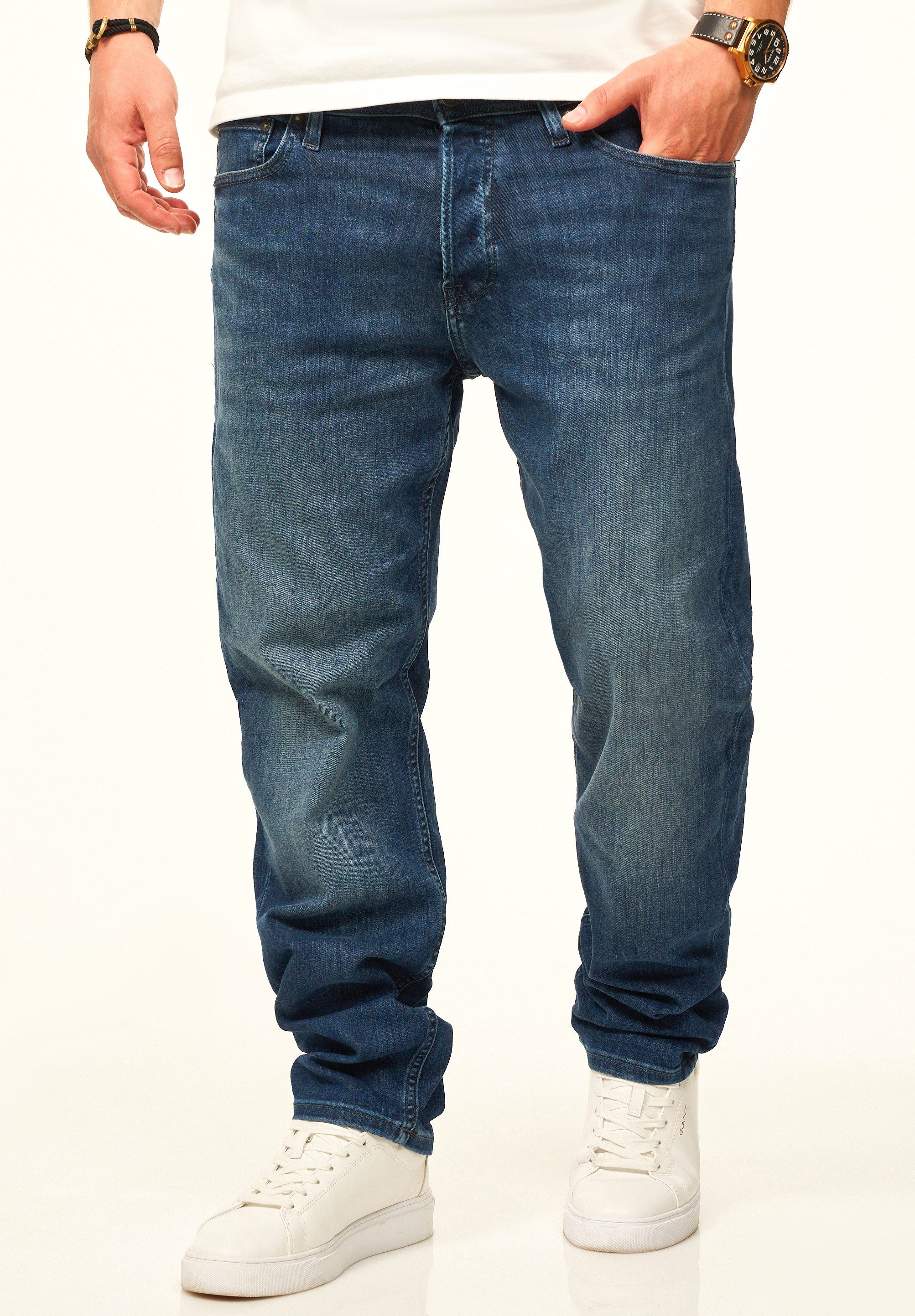 Jack & Jones Tapered-fit-Jeans MIKE ARIS Original Denim Hose mit Stretch Herren Jeans mit Comfort Fit Passform
