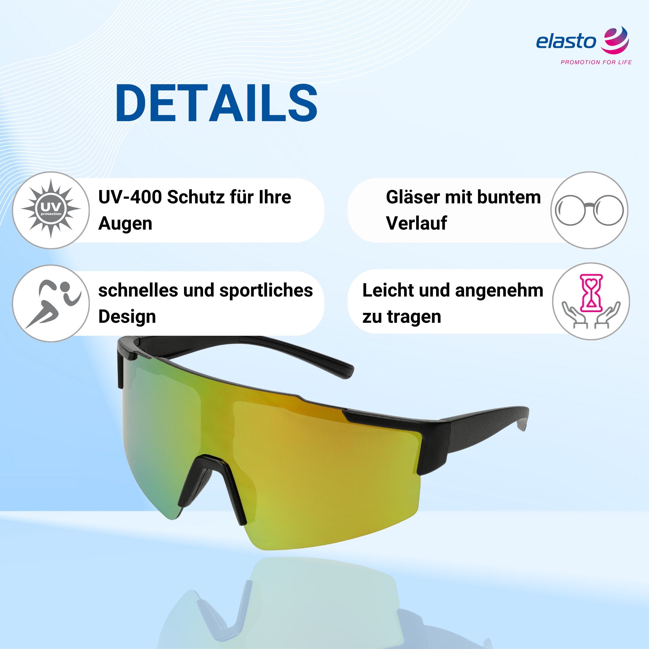 elasto Sonnenbrille Schnelle Brille mit verspiegelten Gläsern inkl. Mikrofa günstig online kaufen