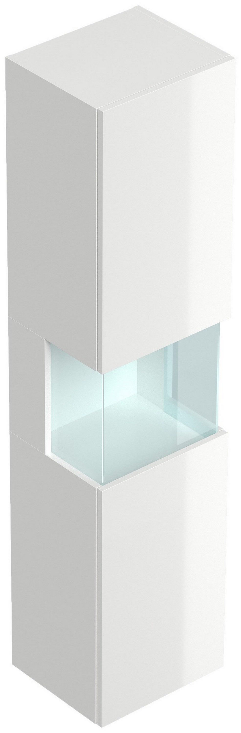 Posseik Hochschrank Badezimmer Hochschrank "Limes 150cm" Glaselement Weiß Hochglanz