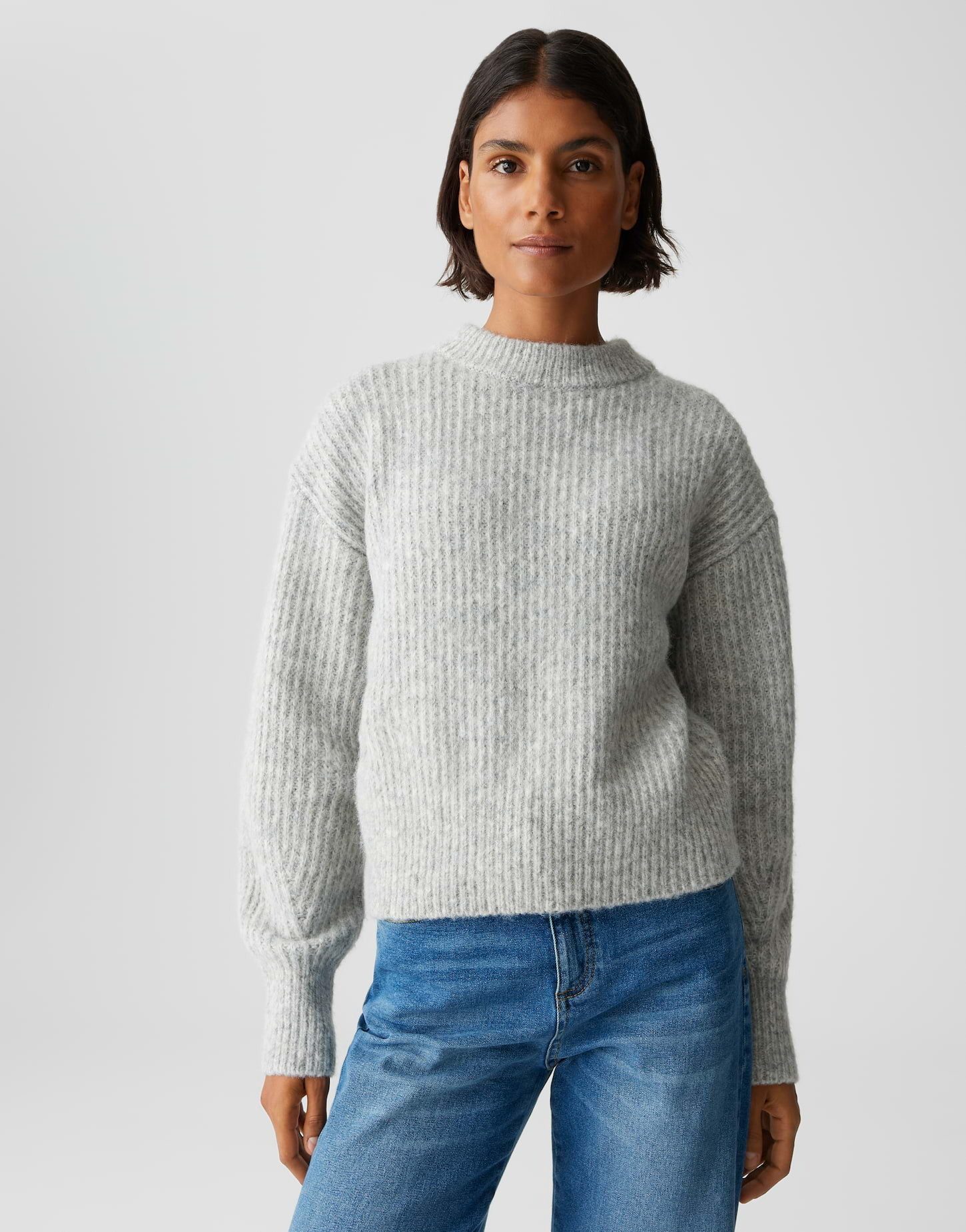 OPUS Strickpullover PLENI mit Rippstrickmuster überschnittene Schulter mit günstig online kaufen