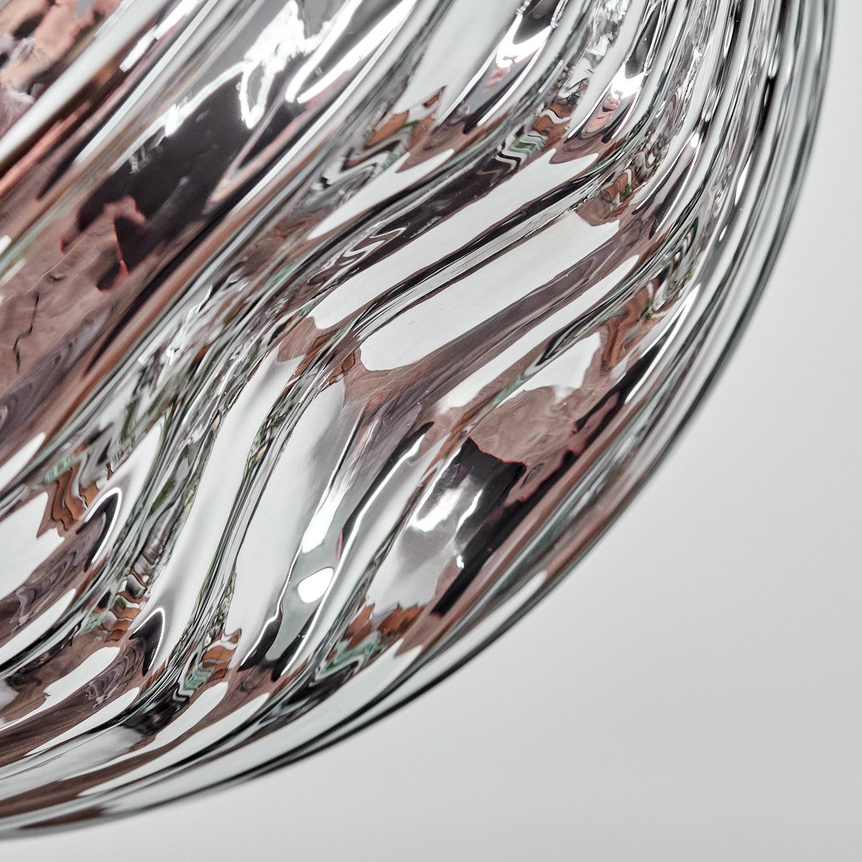 hofstein Deckenleuchte Deckenlampe aus Metall/Riffelglas in Schwarz/Gold/Kupfer/Rauch, Deckenleuchte im Retro/Vintage-Design (Schirme Ø 15 cm), 3 x E14