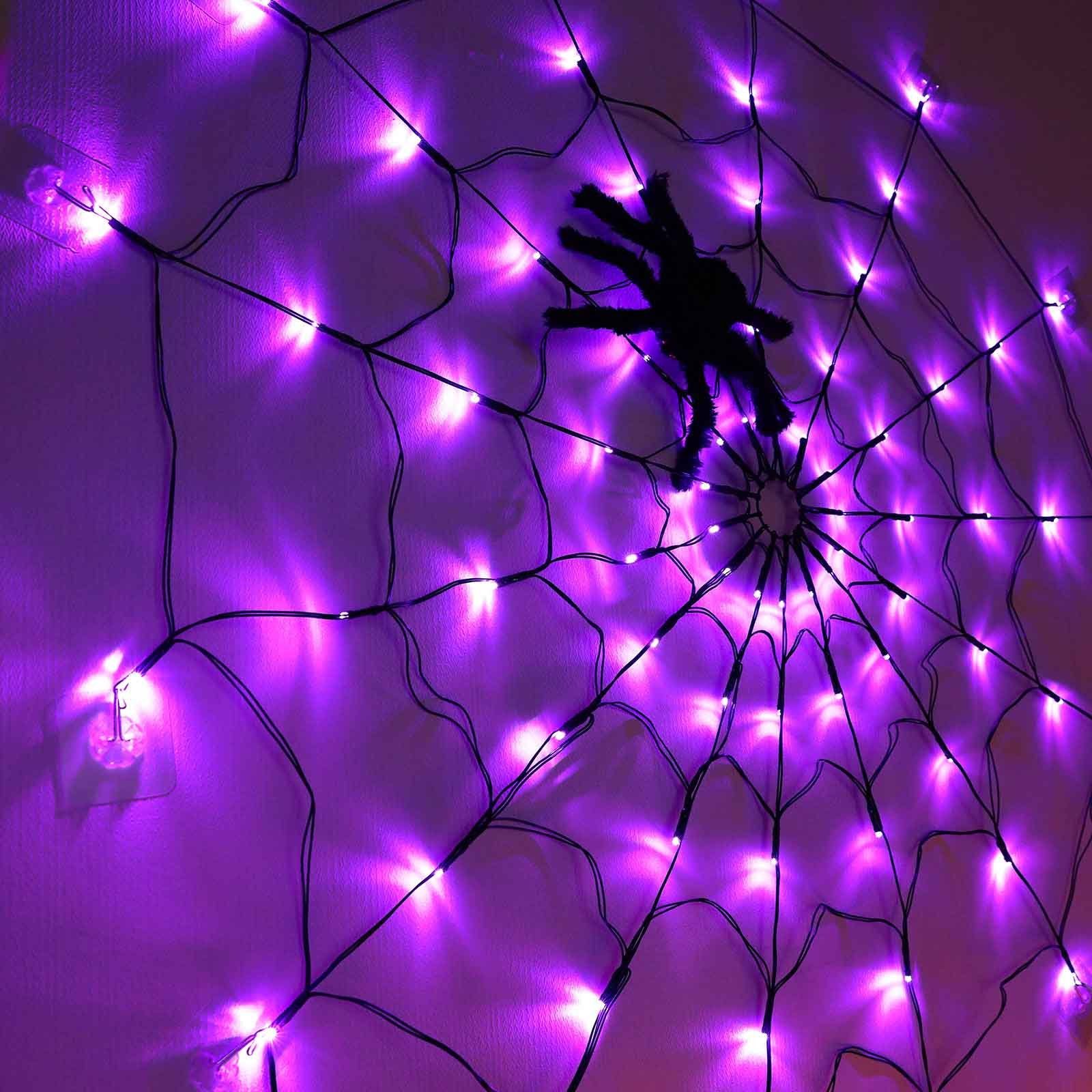 Merry 2024 Dekolicht Halloween Dekoration Party Spinnennetz Lichter,LED Lichterkette, Batterie, Batterie/USB