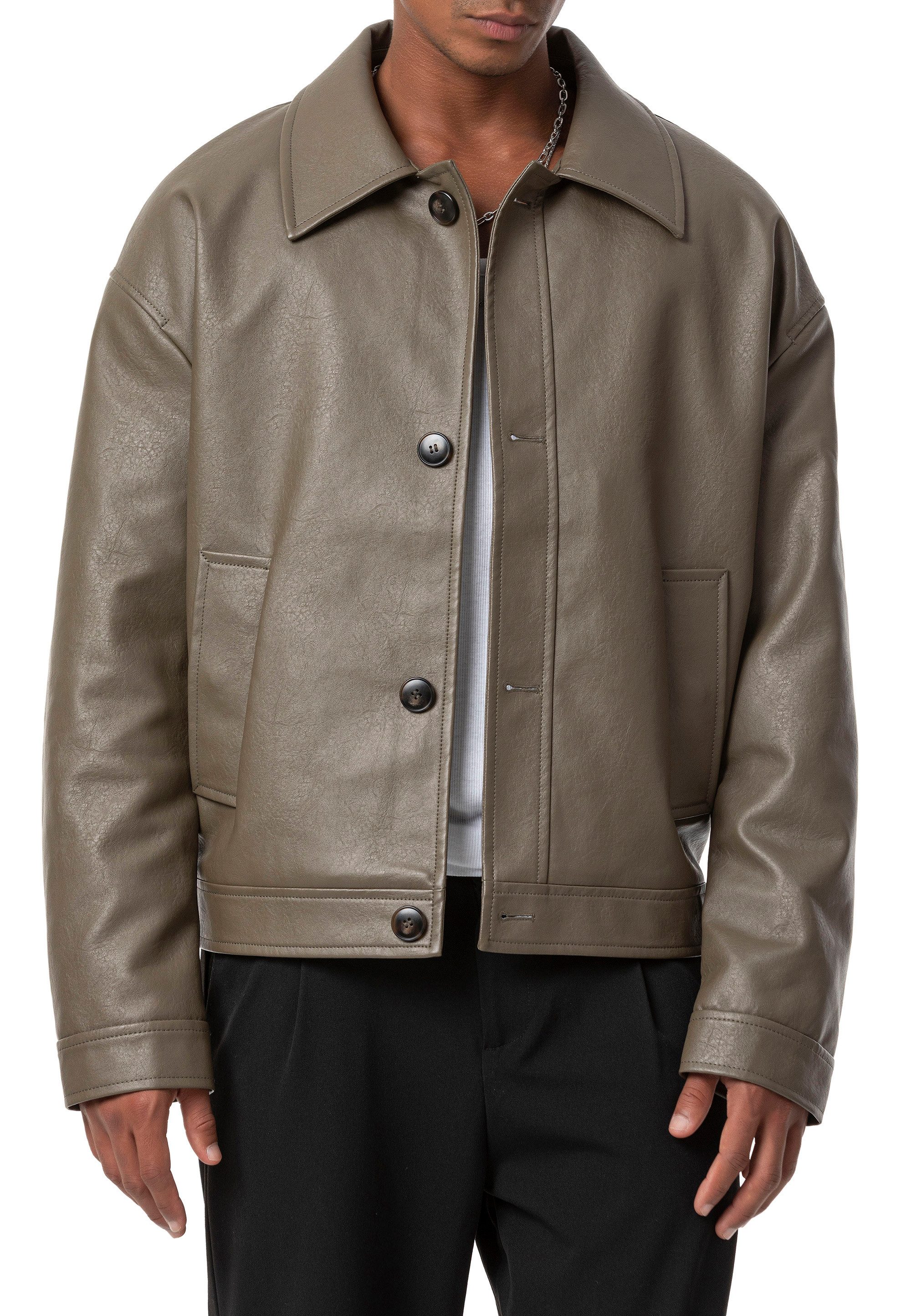 RedBridge Lederimitatjacke im Oversized-Look - Knopfverschluss, günstig online kaufen