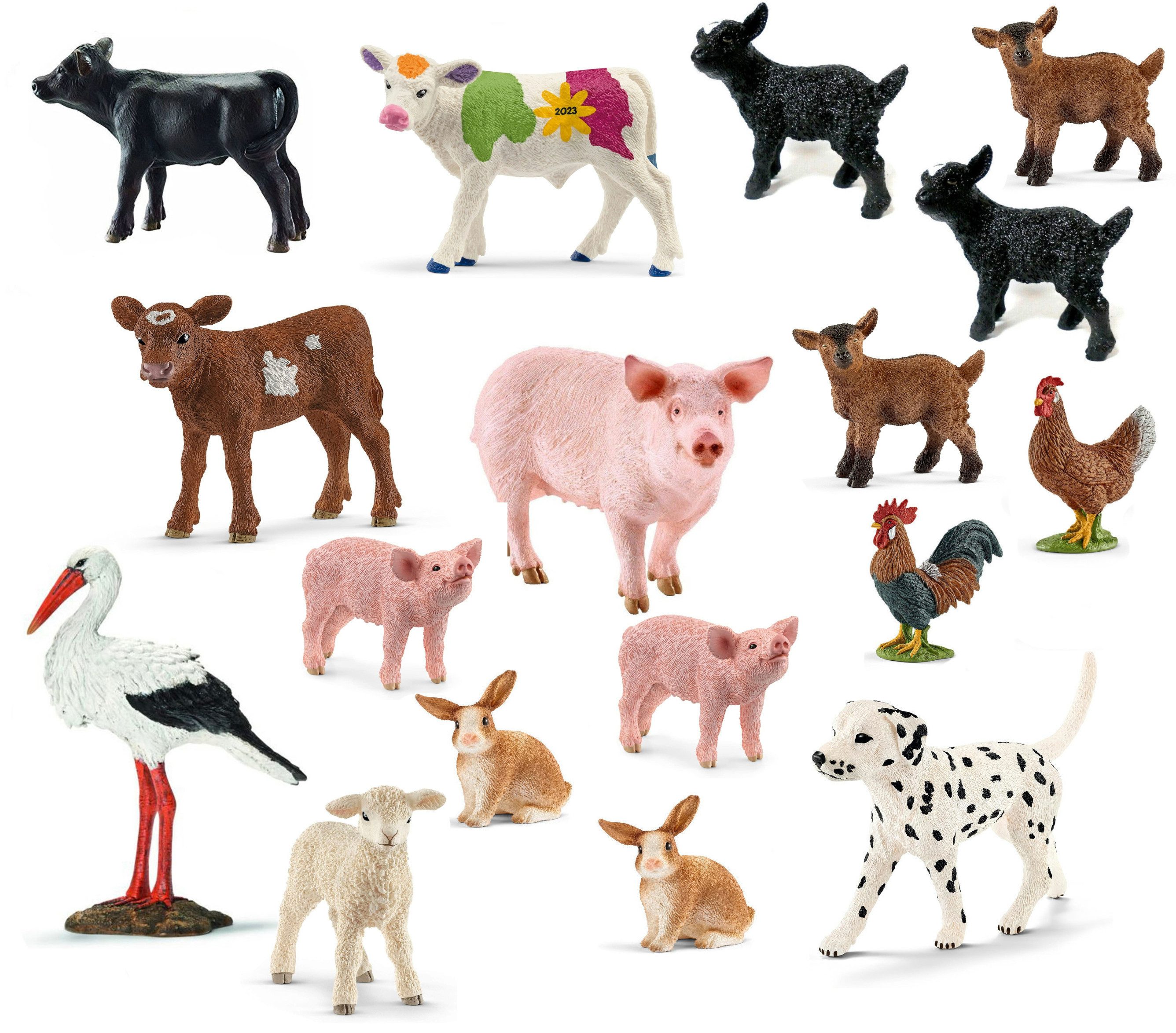 Schleich® Spielfigur Tierfiguren - Bauernhof-Set mit 17 Tieren, (17-tlg)