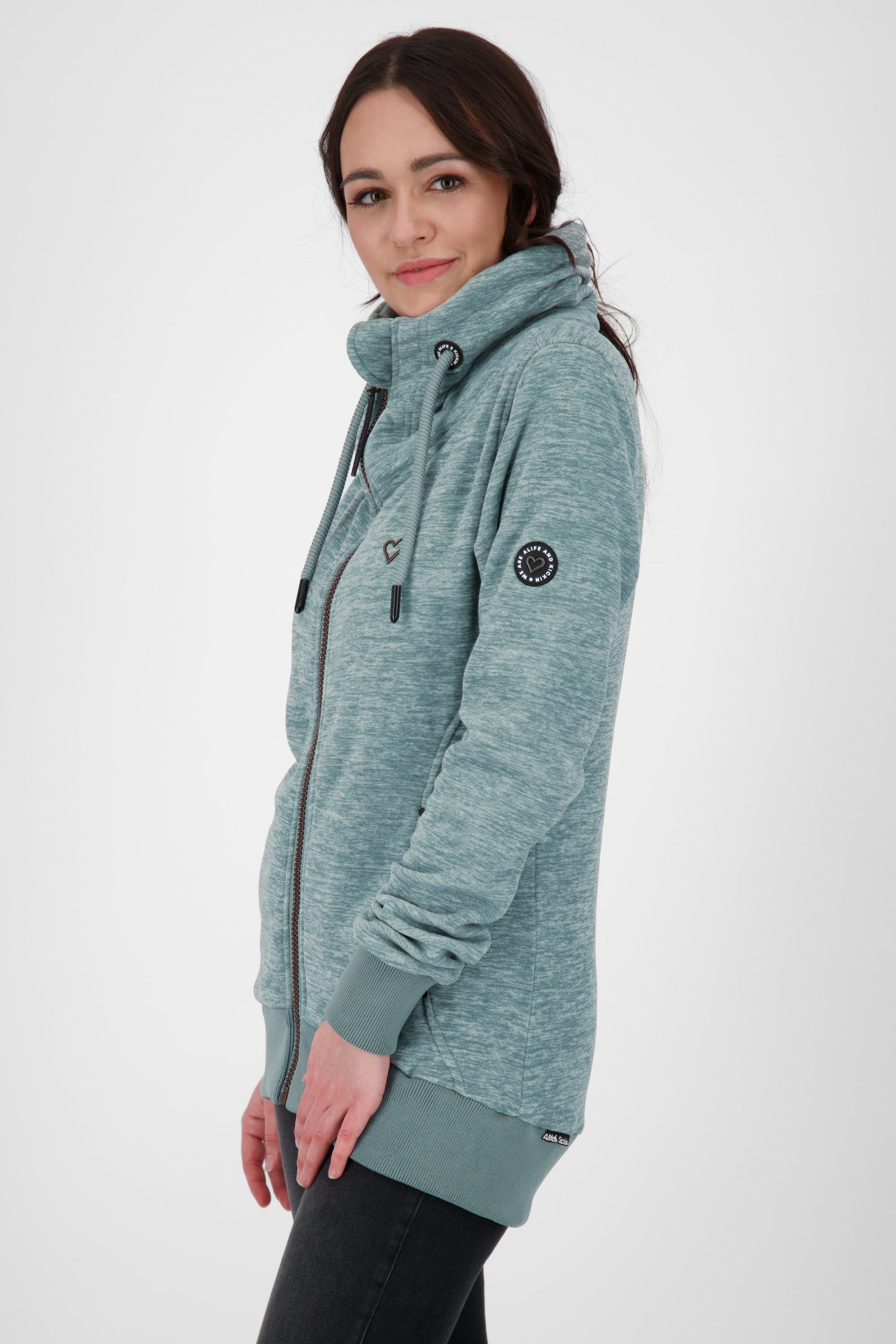 Fleecejacke F Damen Kapuzensweatjacke & Kickin melange pacific Sweatjacket Alife VivianAK