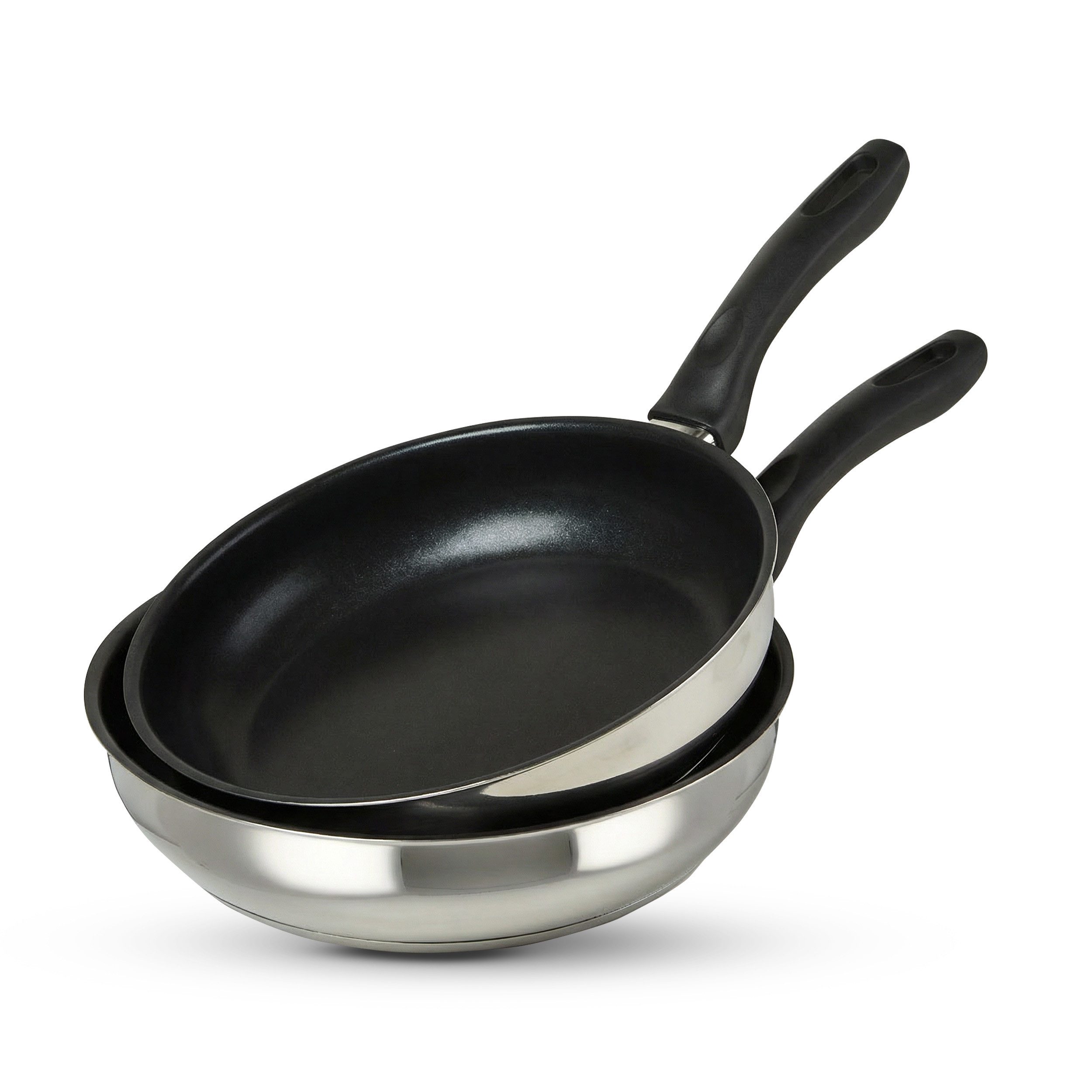 KHG Pfannen-Set, Edelstahl (2er Set (24 & 28 cm) für alle Herdarten), ILAG Xeradur®5 Antihaftbeschichtung