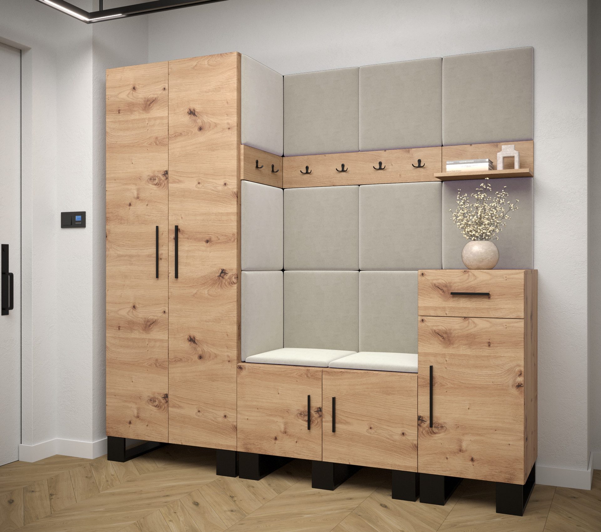 ABIKS MÖBEL Garderoben-Set ARTIN Set 1 Garderobe mit gepolsterten Paneelen, günstig online kaufen