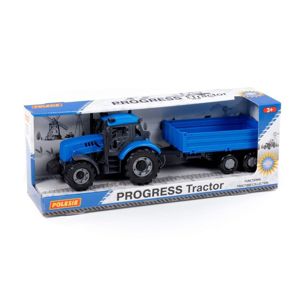 Polesie Spielzeug-Traktor Polesie Traktor Progress mit Anhänger, Schwungantrieb Box