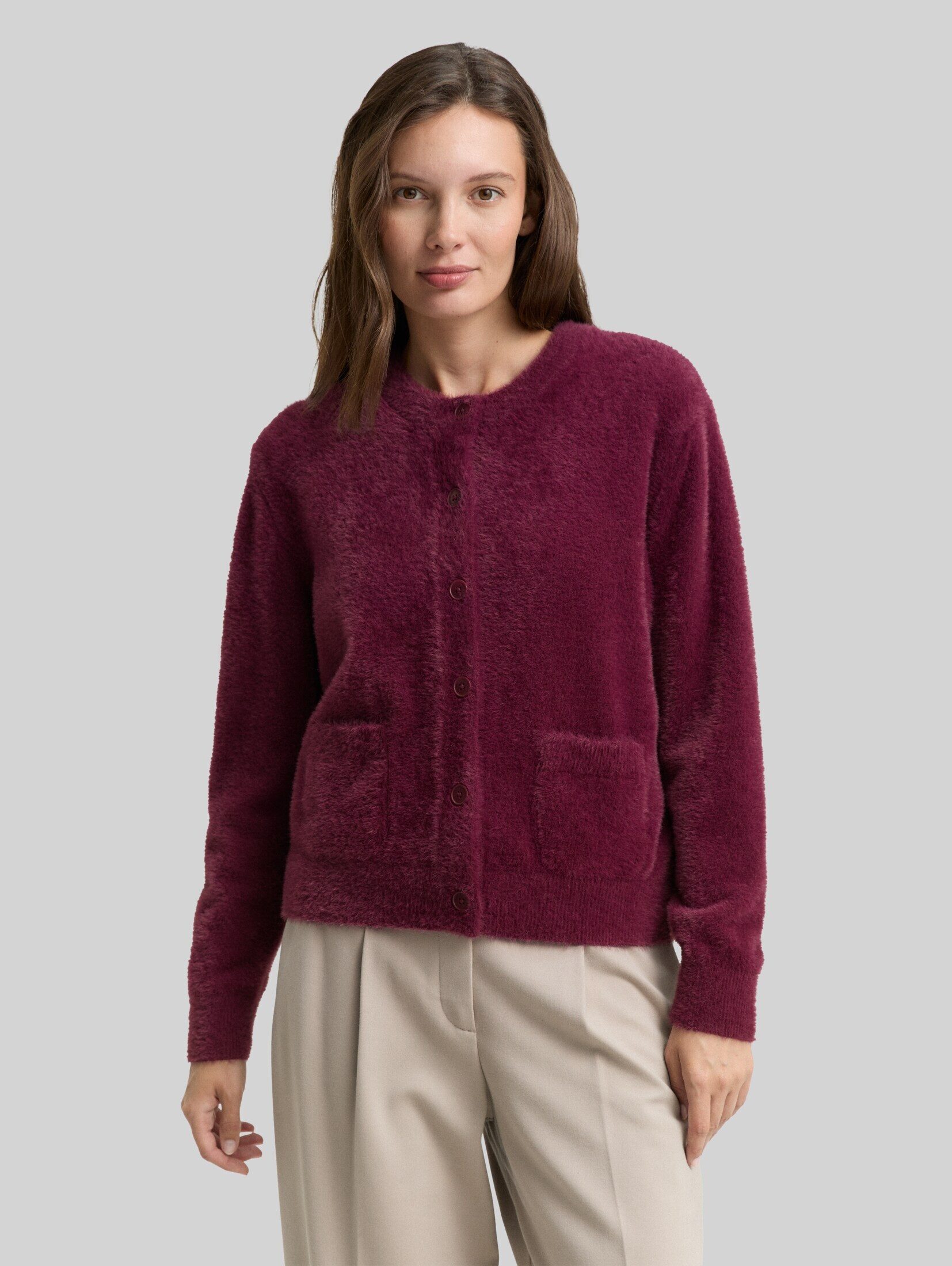 TOM TAILOR Cardigan Pullover & Strickjacken Federgarn-Cardigan mit Knopfleiste