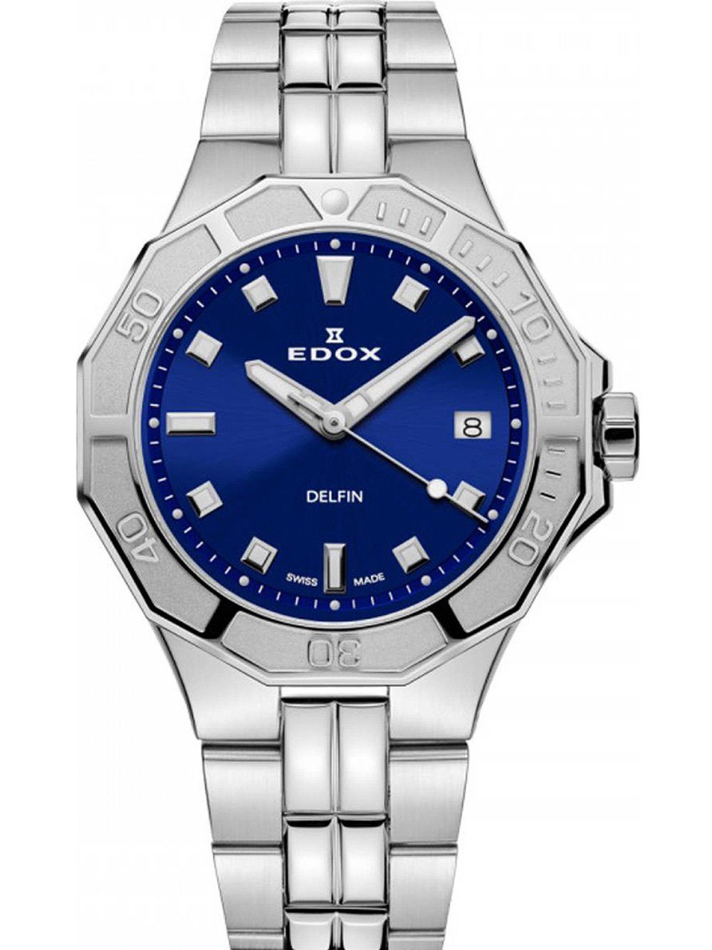 Edox Quarzuhr Edox 53020-3M-BUN Delfin Diver Damenuhr 38mm 20ATM