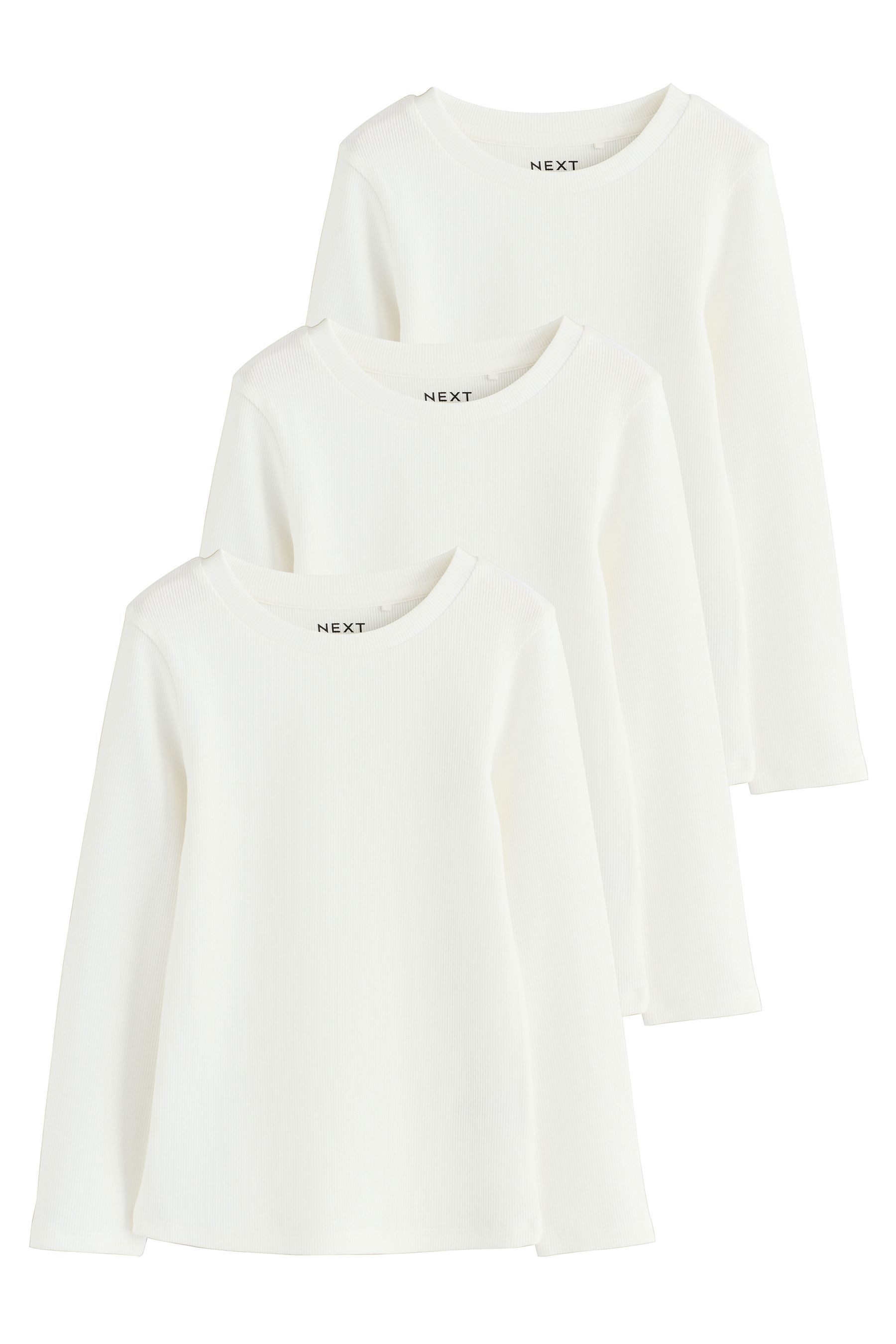 Next Langarmshirt 3er-Pack gerippte Langarmoberteile (3-tlg)