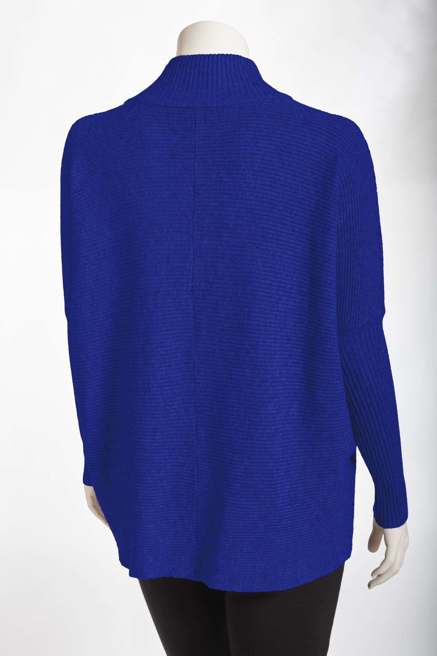 PEKIVESSA Strickpullover Oversized Rippstrick Pullover (1-tlg) royalblau länger Damen hinten Fledermausärme