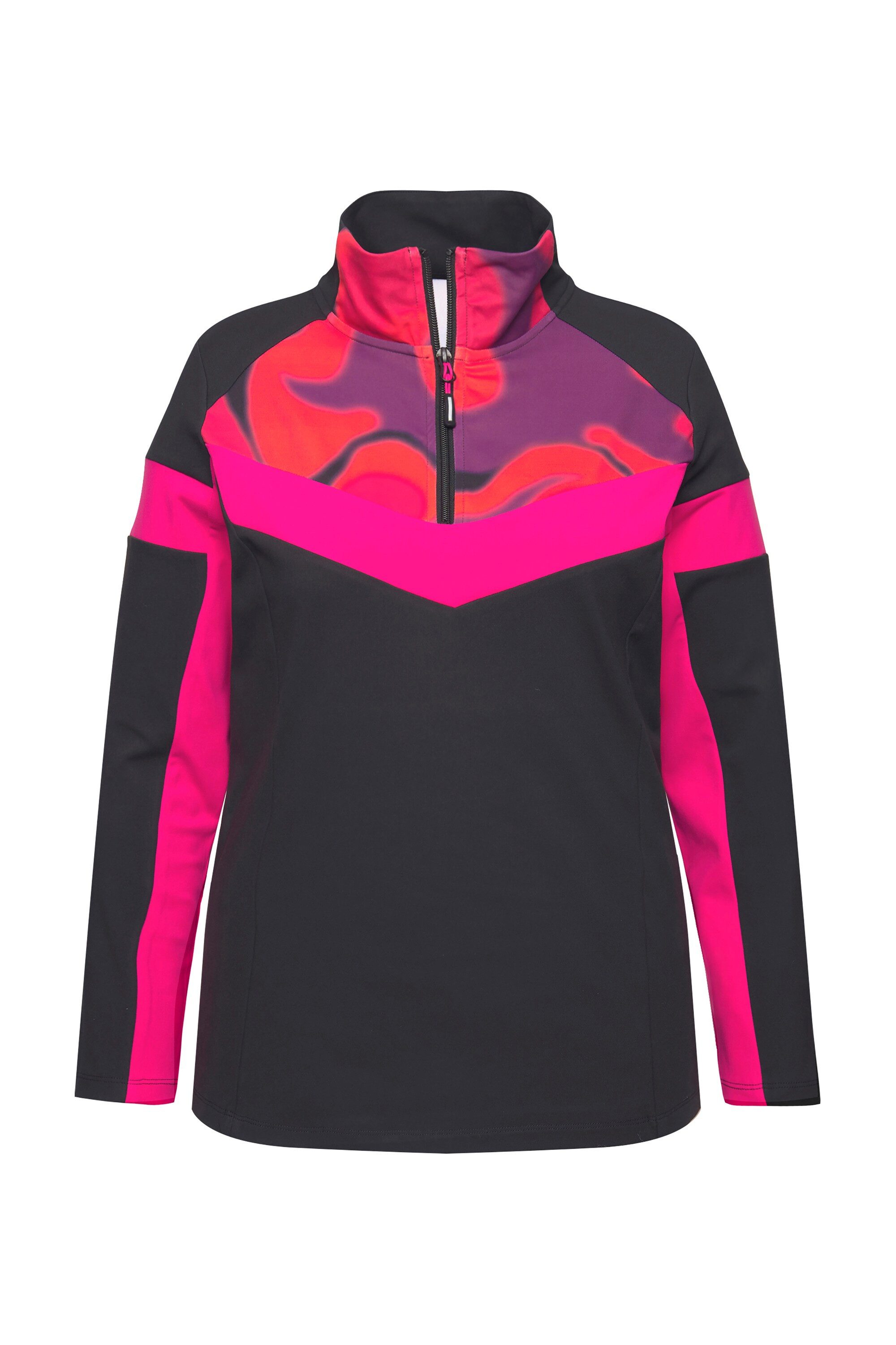 Ulla Popken T-Shirt Funktions-Troyer Slim Troyerkragen Langarm günstig online kaufen