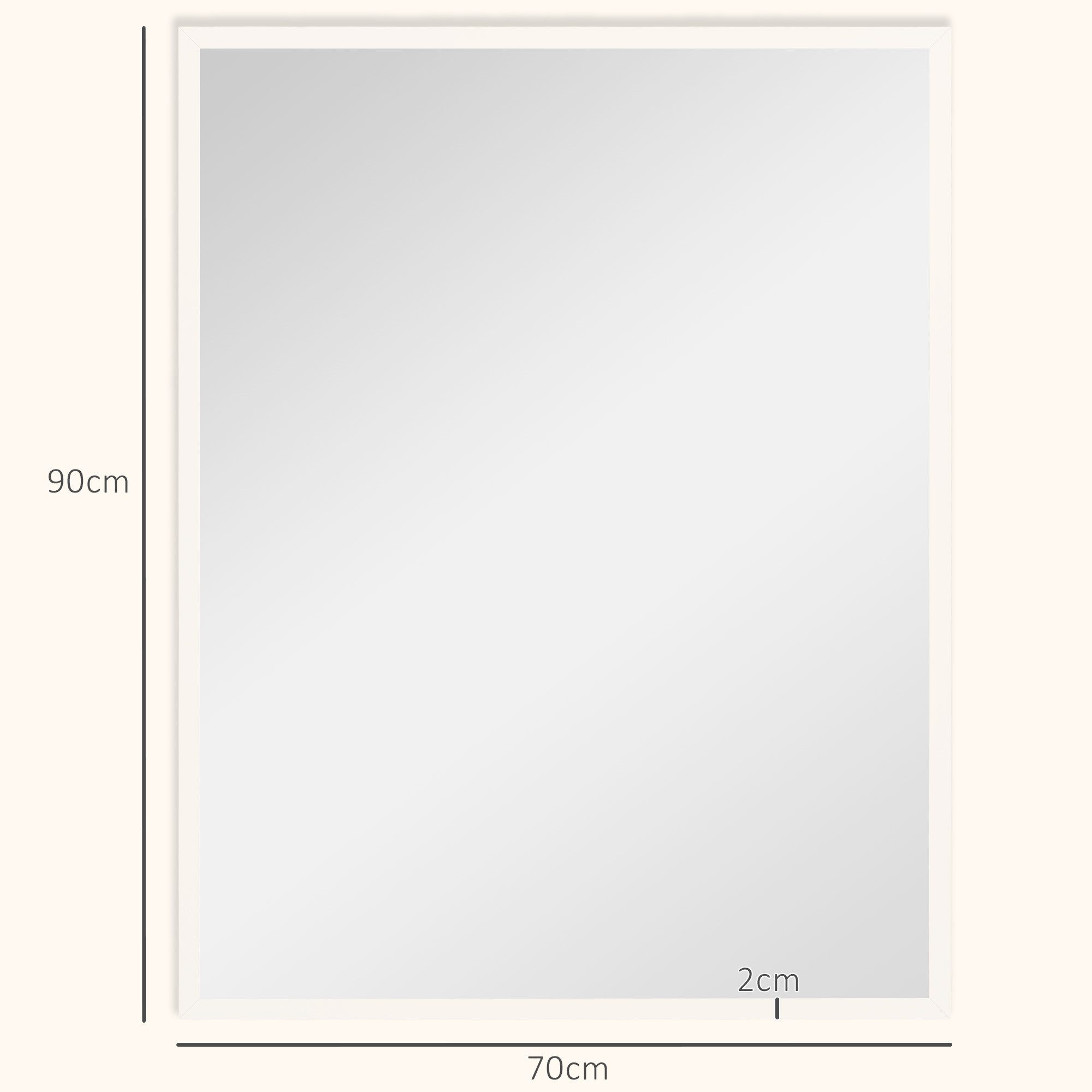 HOMCOM Wandspiegel Rechteckig Spiegel Dekorativ 70 x 90 cm (Badezimmerspiegel, 1-St., Dekorativer Hängespiegel), für Schlafzimmer Badezimmer Wohnzimmer Flur Weiß