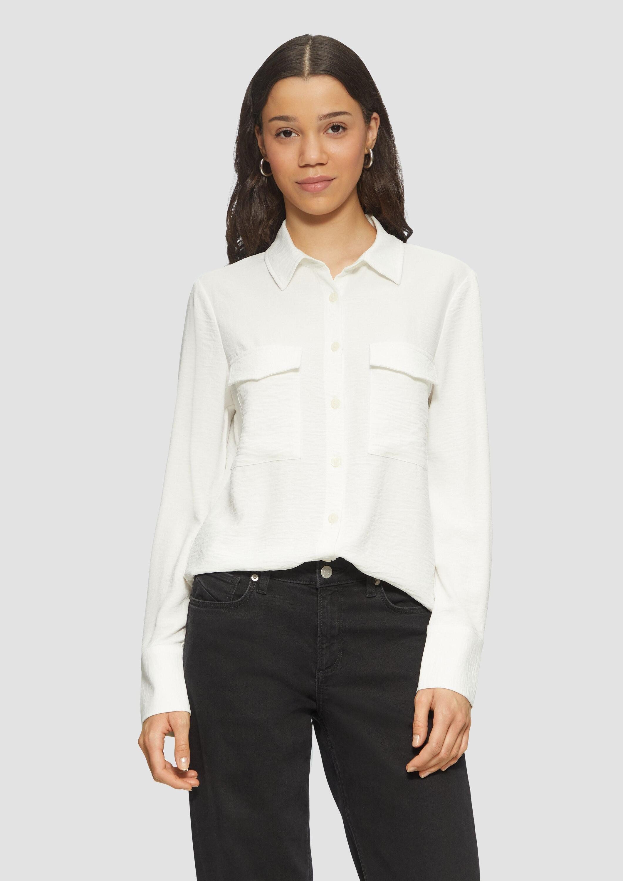 QS Langarmbluse Bluse Lässige Hemdbluse mit aufgesetzten Taschen günstig online kaufen