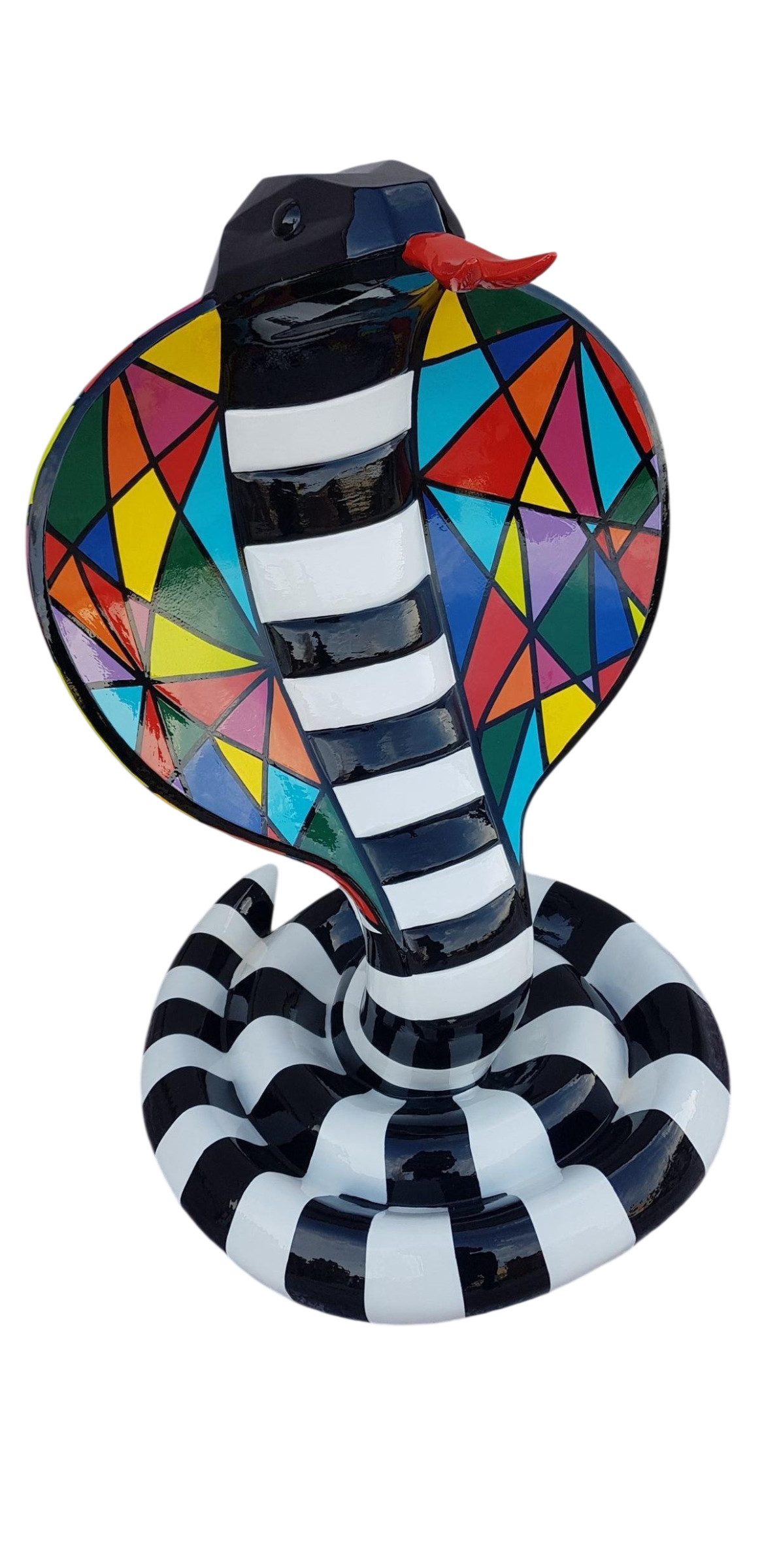 Xlmoebel Dekofigur Abstrakte Figur Statue Bunte Skulptur 90cm Cobra Handarbeit, Made in Europa