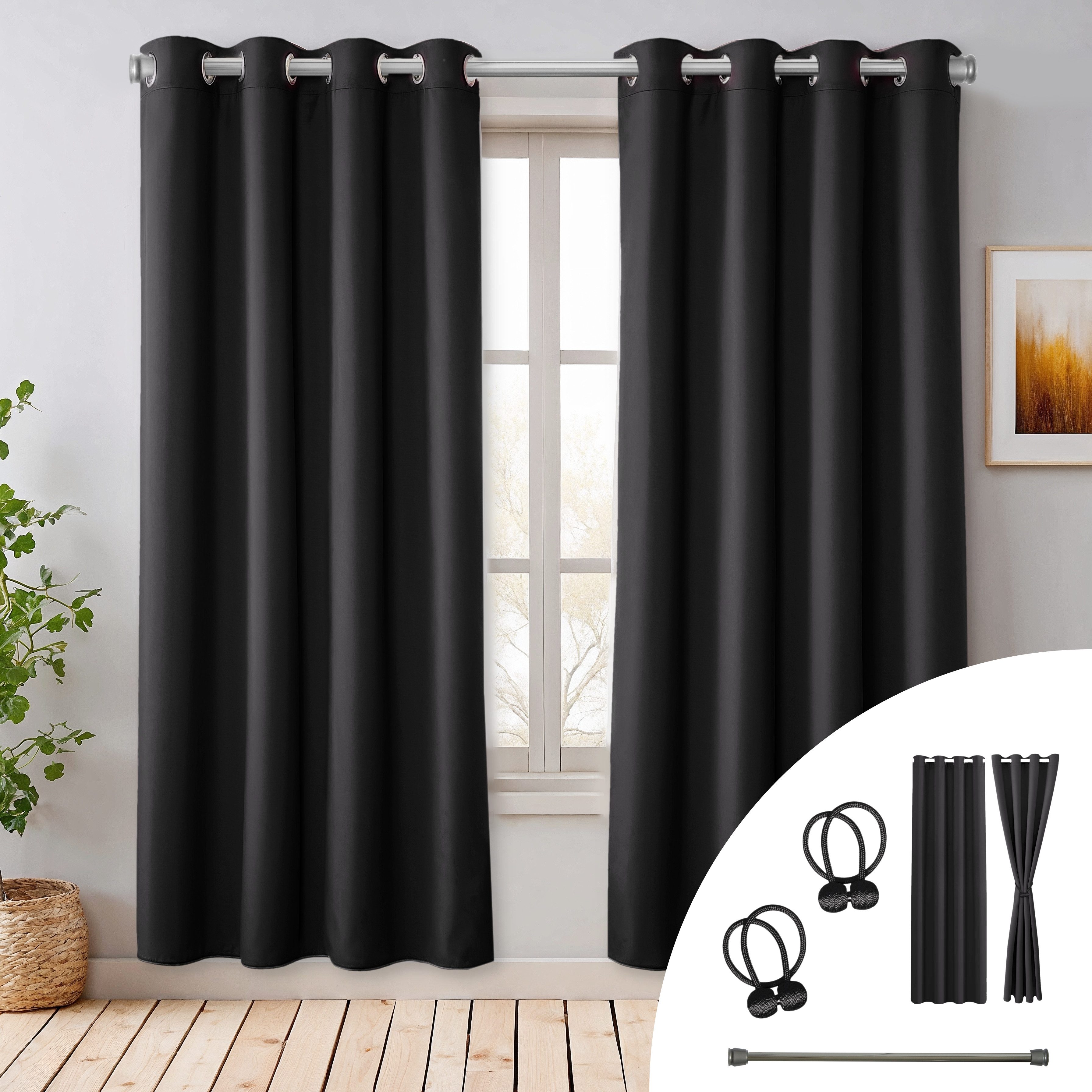 Cozyor Verdunkelungsvorhang 2er-Set inkl. 2 Magnethalter, thermoisolierend, Gardinen blickdicht (2 St), Ösen, verdunkelnd, Mikrofaser Polyester