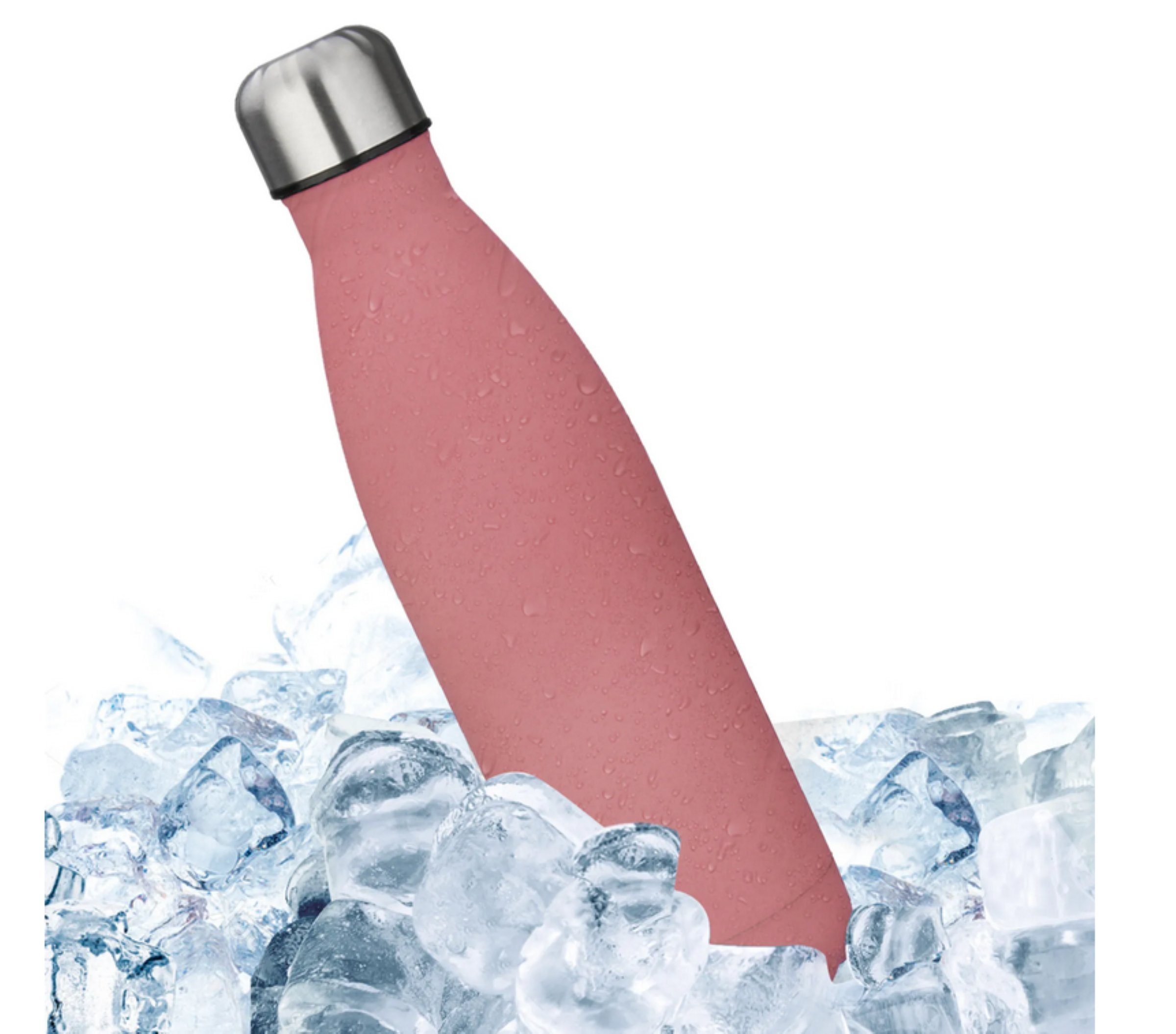 MECO Trinkflasche KING DO WAY Edelstahl Trinkflasche, Doppelwandig, hochwertiger Edelstahl, griffige Gummibeschichtung rosa