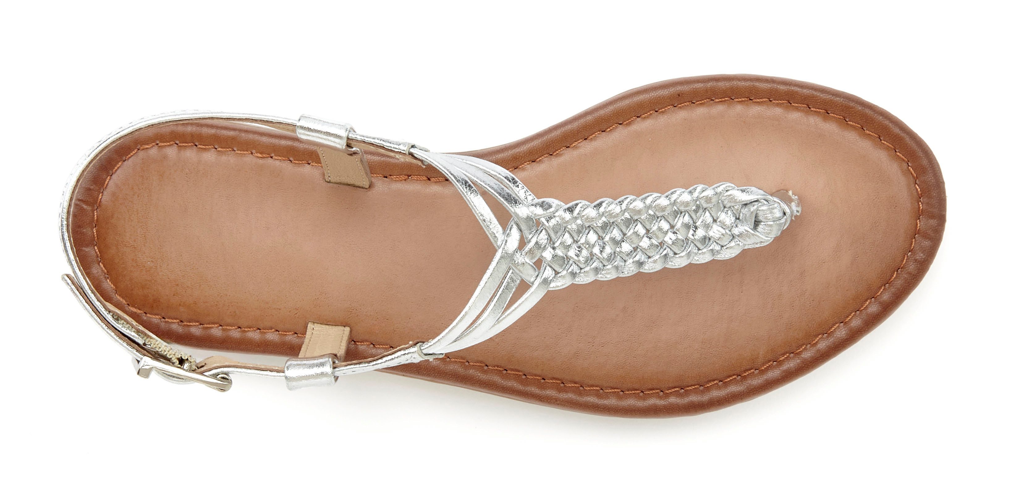 Vivance by Lascana Zehentrenner Sandalette, Sommerschuh,Sandale aus Leder mit Flecht-Optik