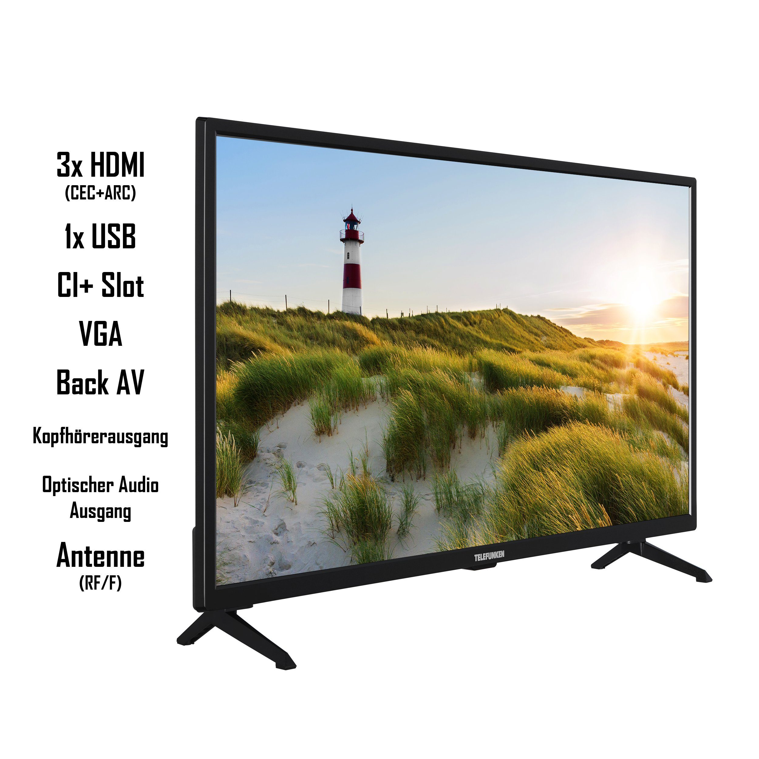 cm/32 TV, (80 Smart gratis) Zoll, Telefunken HDR, XF32SN550S HD+ LCD-LED HD, 6 Full - Triple-Tuner Monate Fernseher