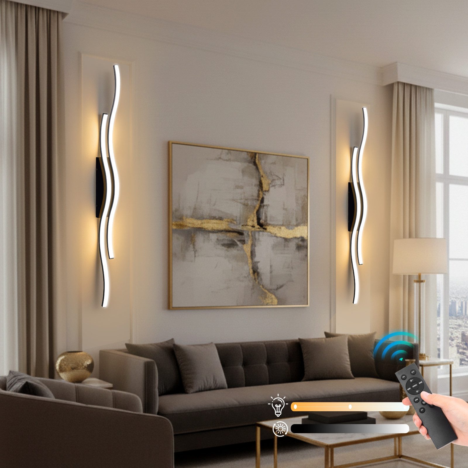 Lapalife Wandleuchte LED Dimmbar Akku Wandleuchte mit Fernbedienung, Kabellose, 3000K-6000K, 10000mAh mit Timing Nachttischlampe für Wohnzimmer