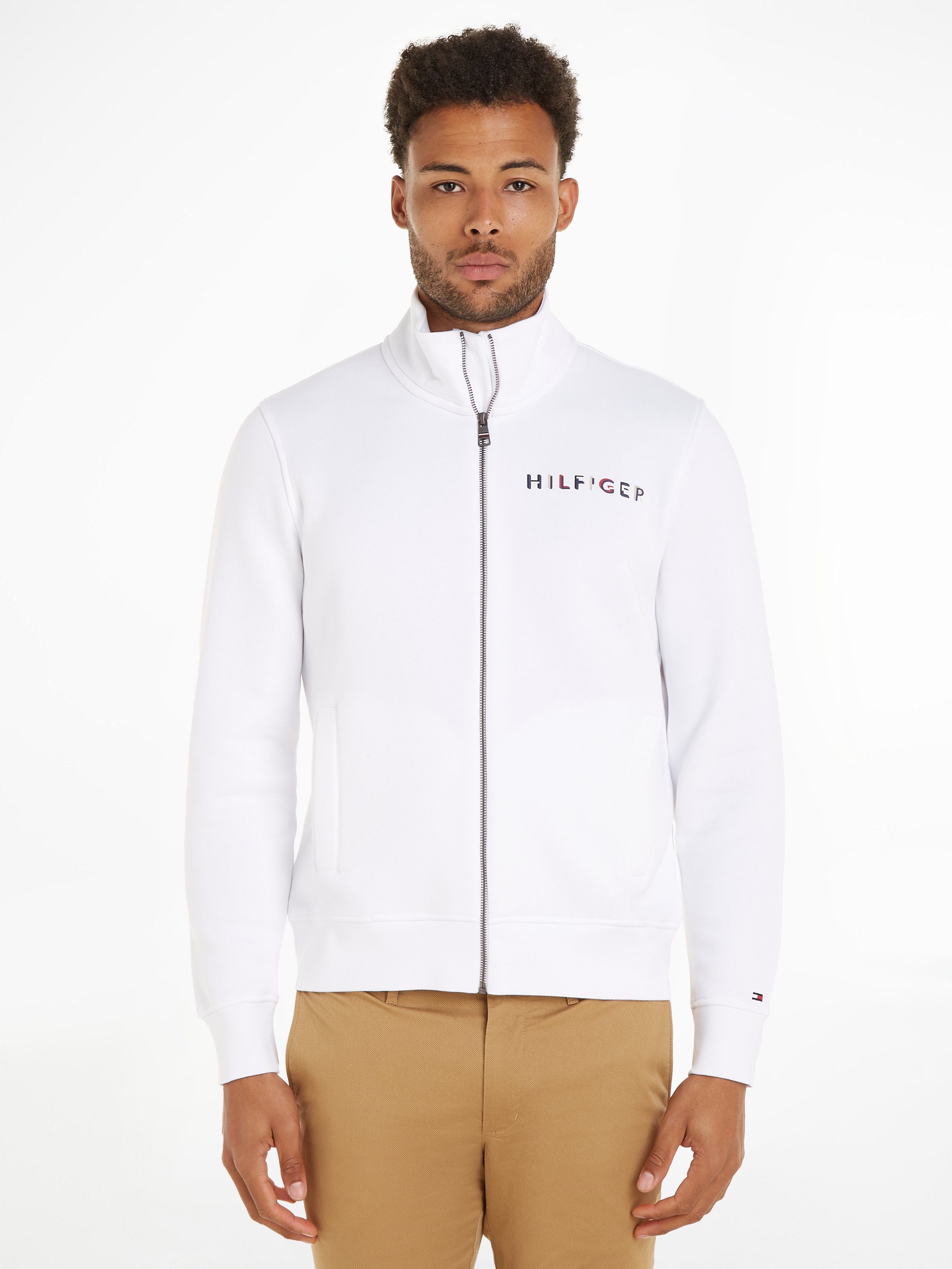 Tommy Hilfiger Sweatjacke RWB HILFIGER ZIP THROUGH White