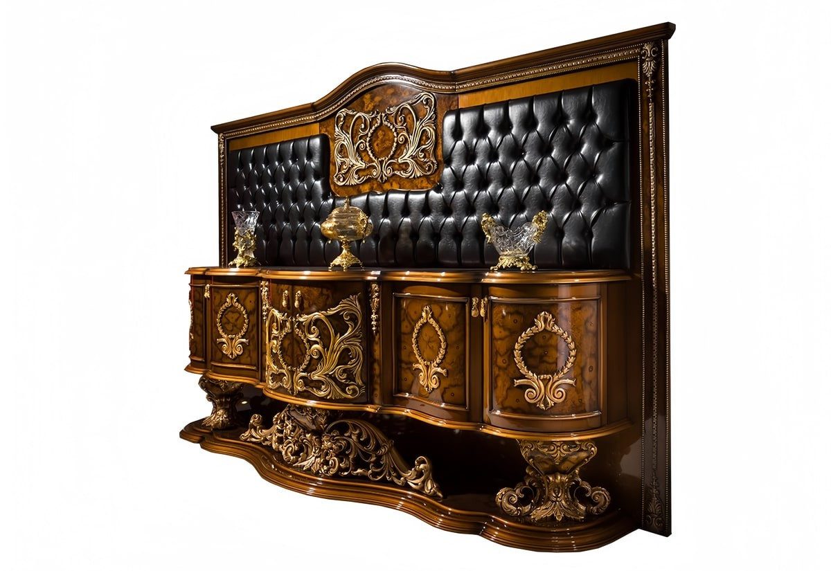 Xlmoebel Büromöbel-Set XLMOEBEL Art déco Büromöbel-Set in Leder und Holz, komfortabel, (6-tlg), Made in Europa