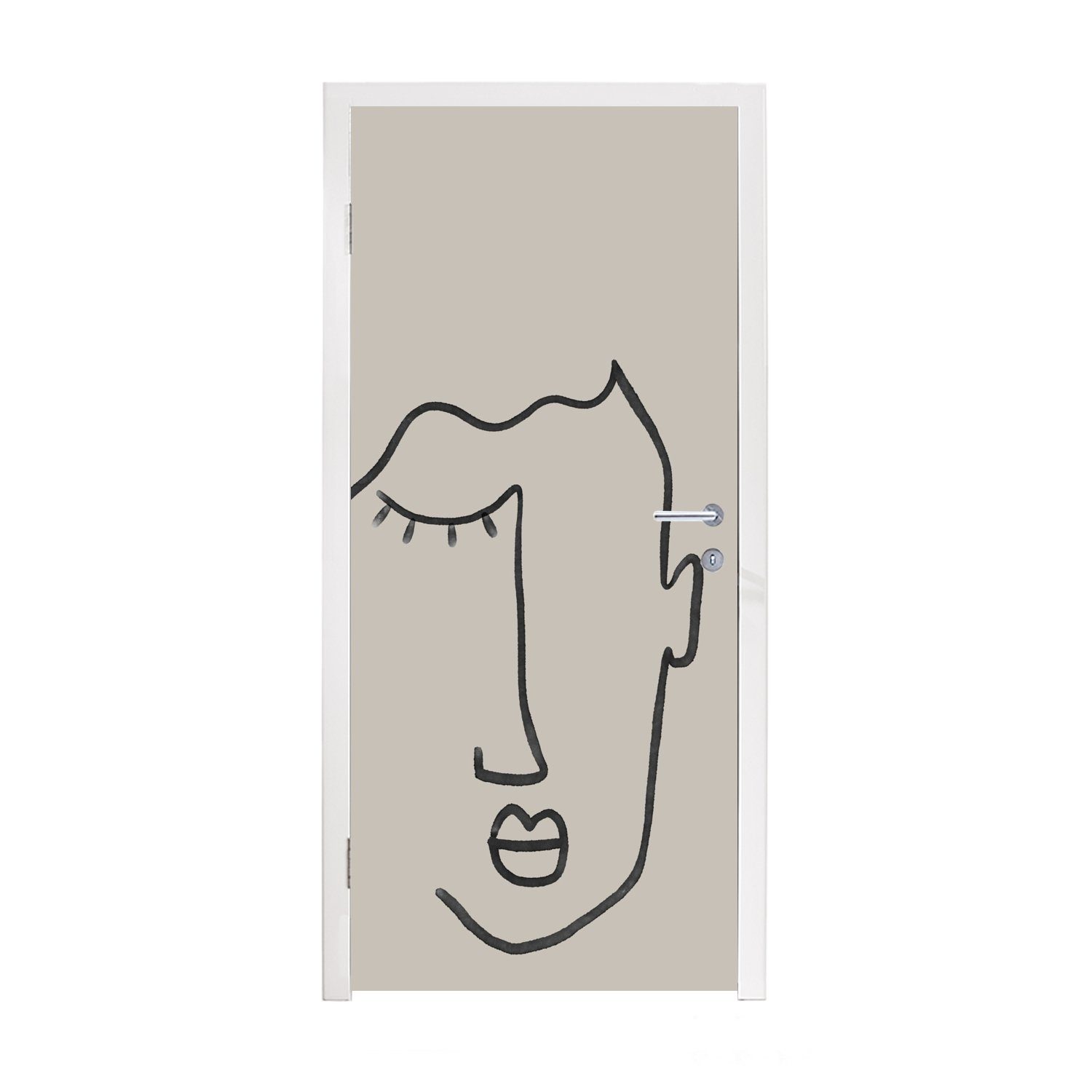 MuchoWow Türtapete 75x205 (1 St), - Tür, Strichzeichnung, für - Auge Türaufkleber, bedruckt, Fototapete cm Matt, Abstrakt