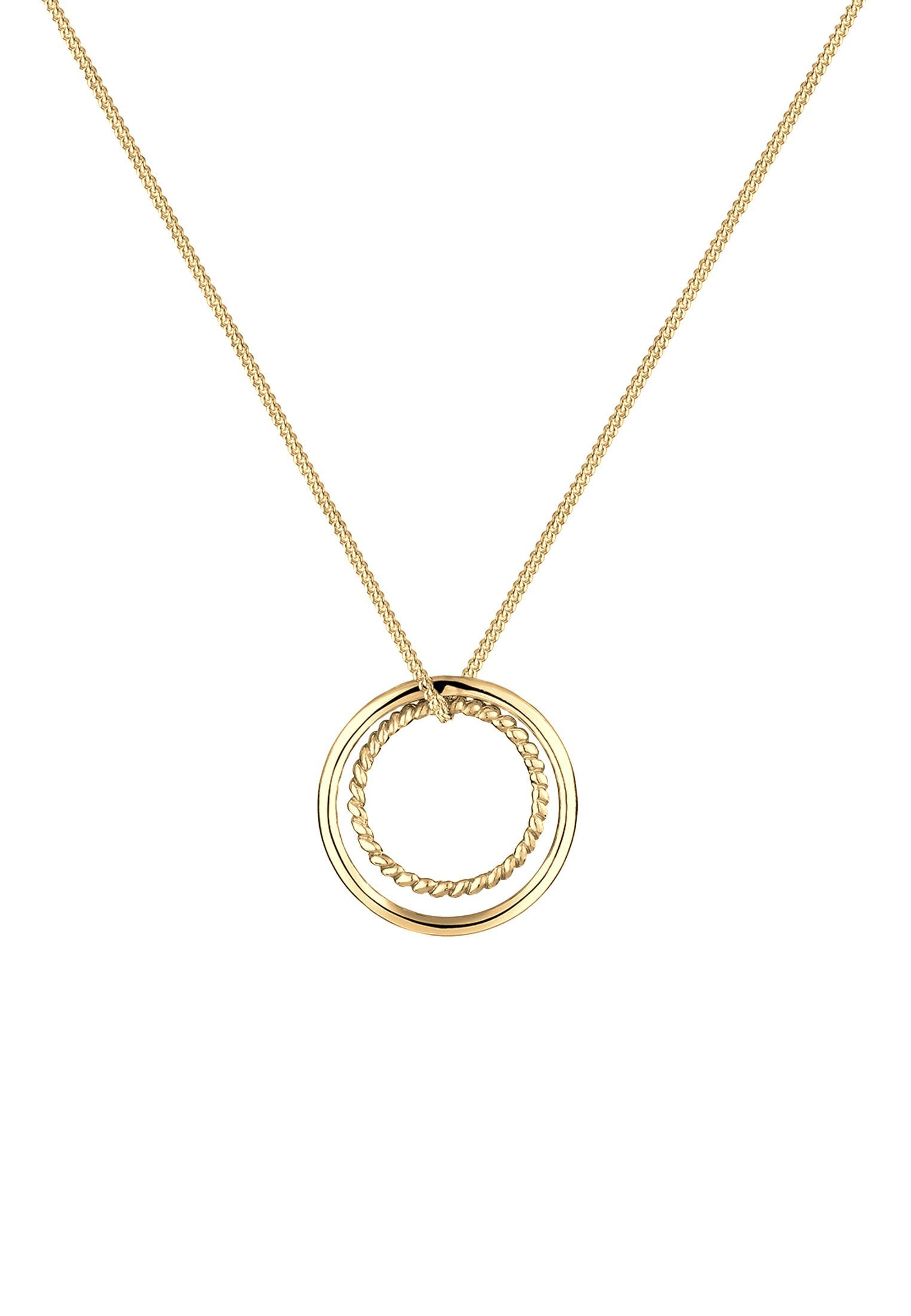 mit Geo 925 Basic Gold Bi Silber, Ring Kreis Color_Tri Color Elli Anhänger Kette Trend