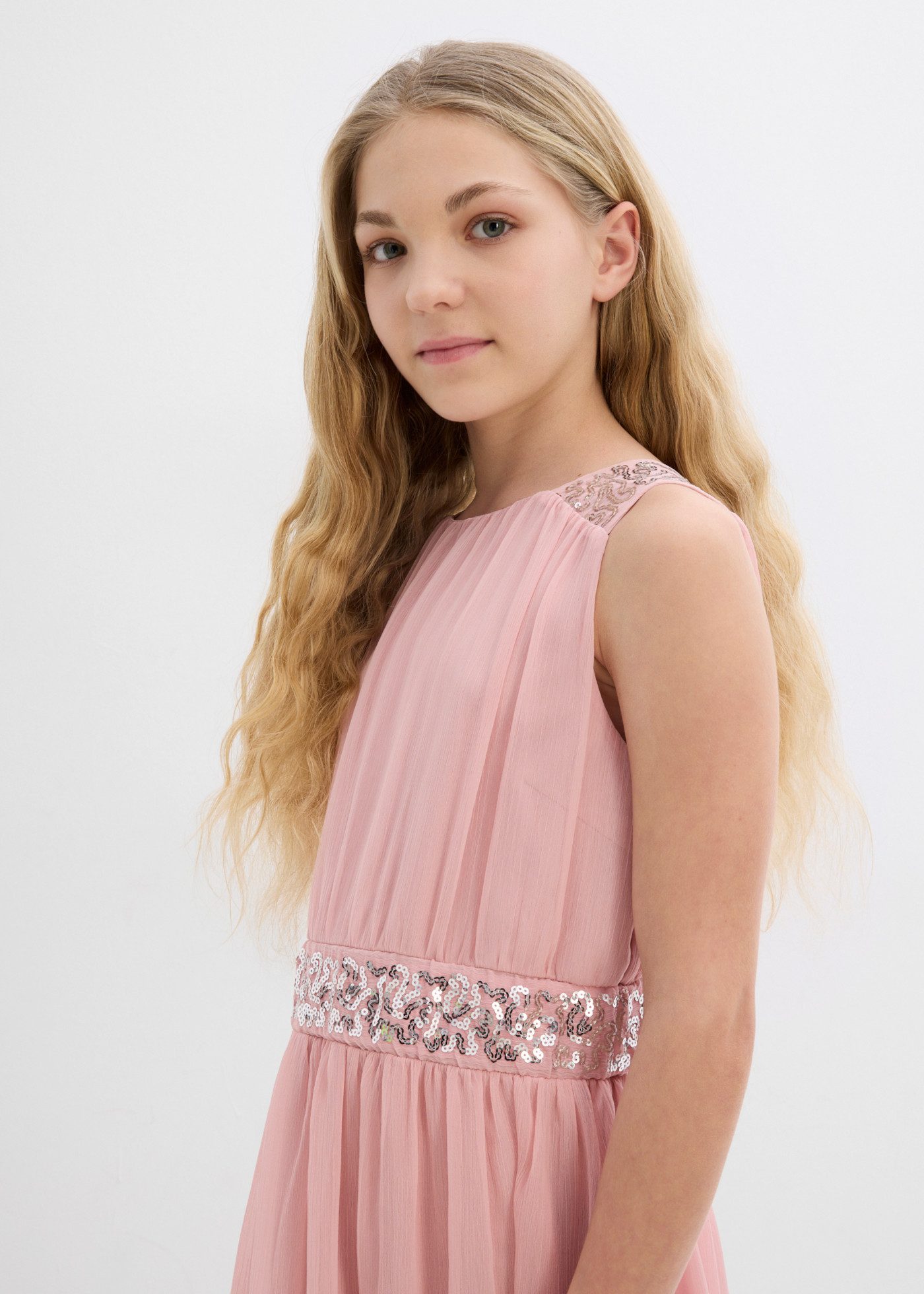 bonprix Chiffonkleid aus Chiffon, mit elastischem Bündchen, gefüttert