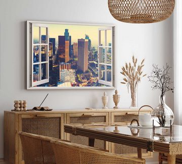 Sinus Art Leinwandbild Wandbild 120x80cm Fensterbild LA Downtown Los Angeles Sonnenschein Hoc, (1 St)