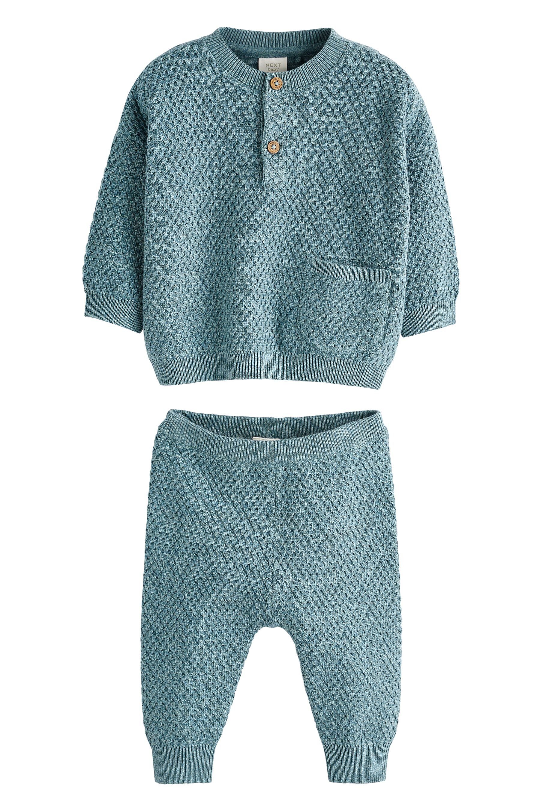 Next Rundhalspullover Baby-Set mit Strickpullover und Leggings (2-tlg) Teal Blue