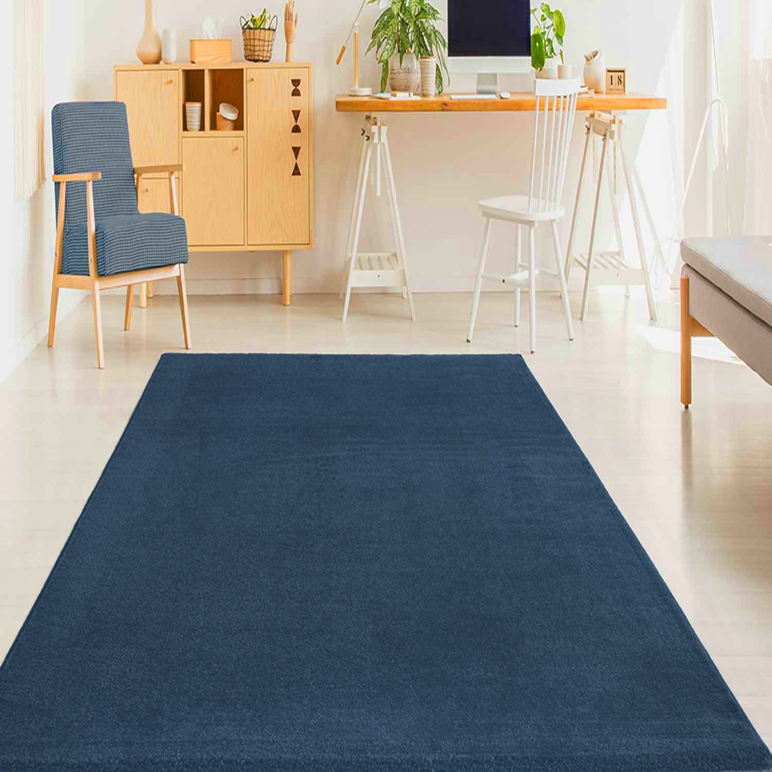 Baby.Blau Weich, Extra 8 Vimoda, Kurzflor gewebt, Farben Versch. Modern, Wohnzimmer, Teppich Größen Rechteckig, Einfarbig, mm, Höhe: