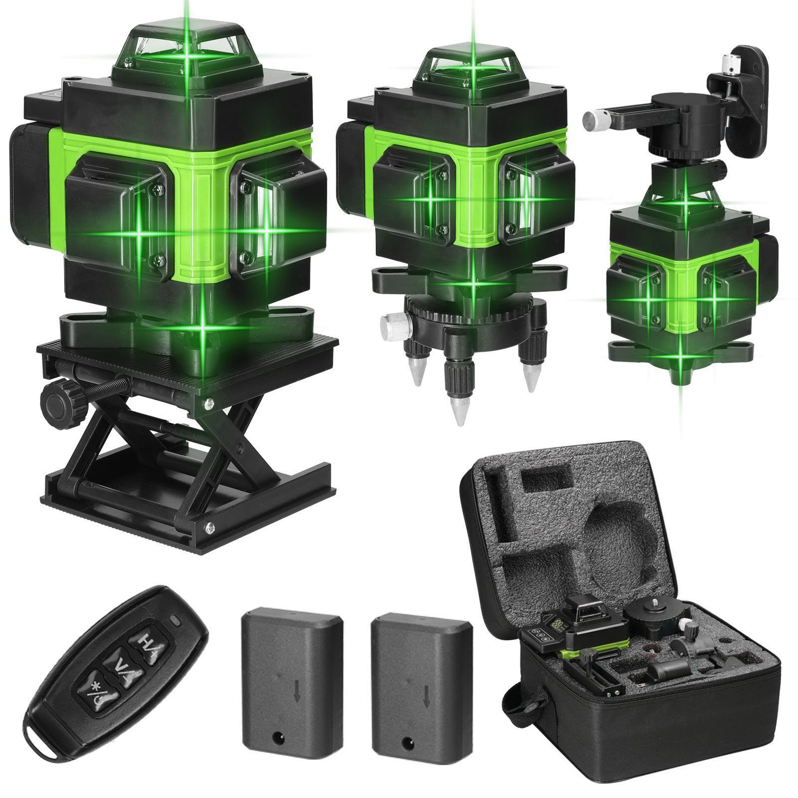 cocosity Линейный лазер Laser Level Selbstnivellierend 16 Linien für Innen und Außenbereich, Leicht LCD-Display, 3° Selbstnivellierung, 16 Linien, Innen, Außen, 4D
