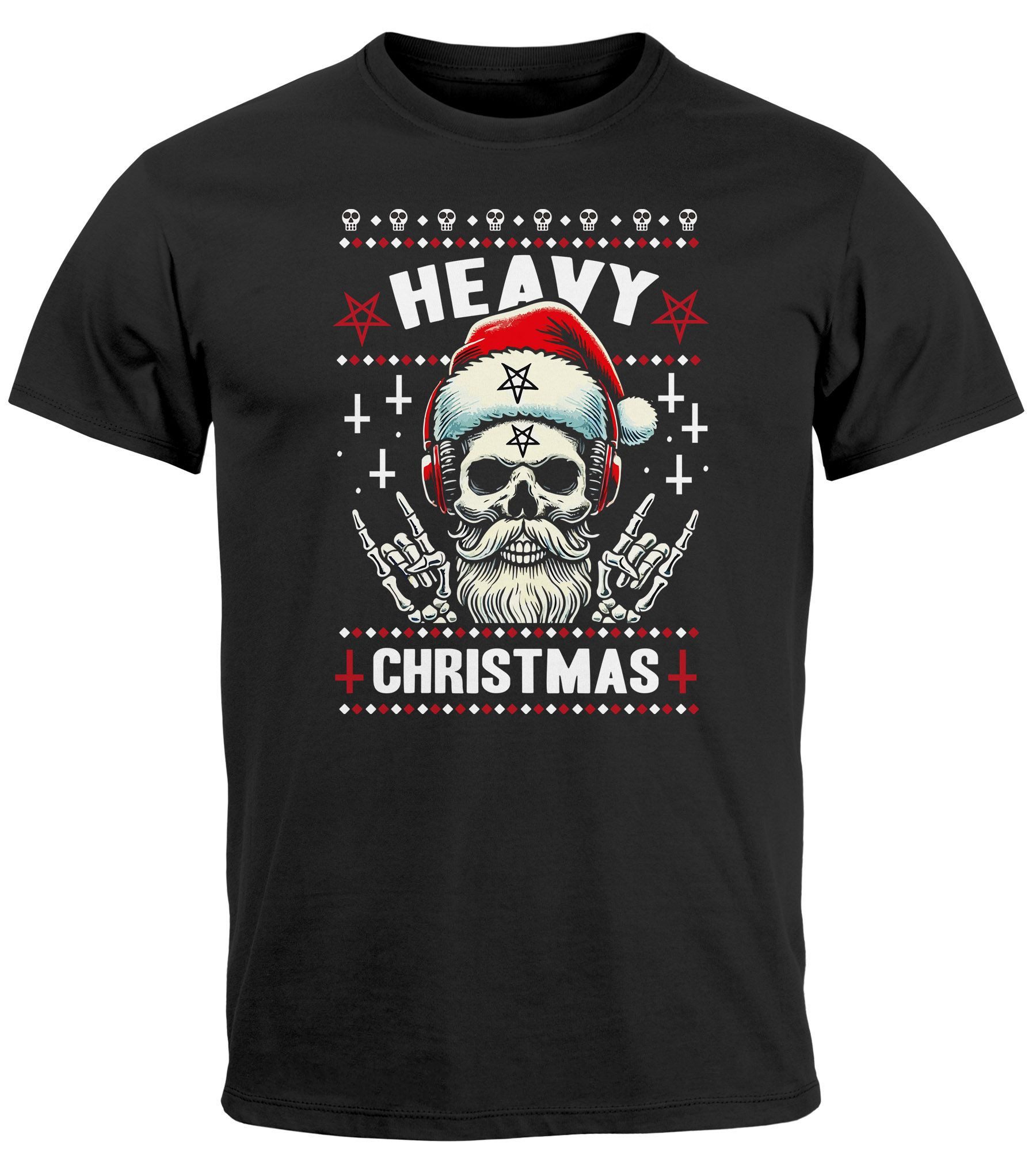 Print-Shirt Herren T-Shirt Weihnachten Heavy Christmas Spruch lustig Totenkopf