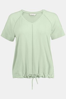 Gina Laura Rundhalsshirt T-Shirt V-Ausschnitt Halbarm Cut-Out Saumband