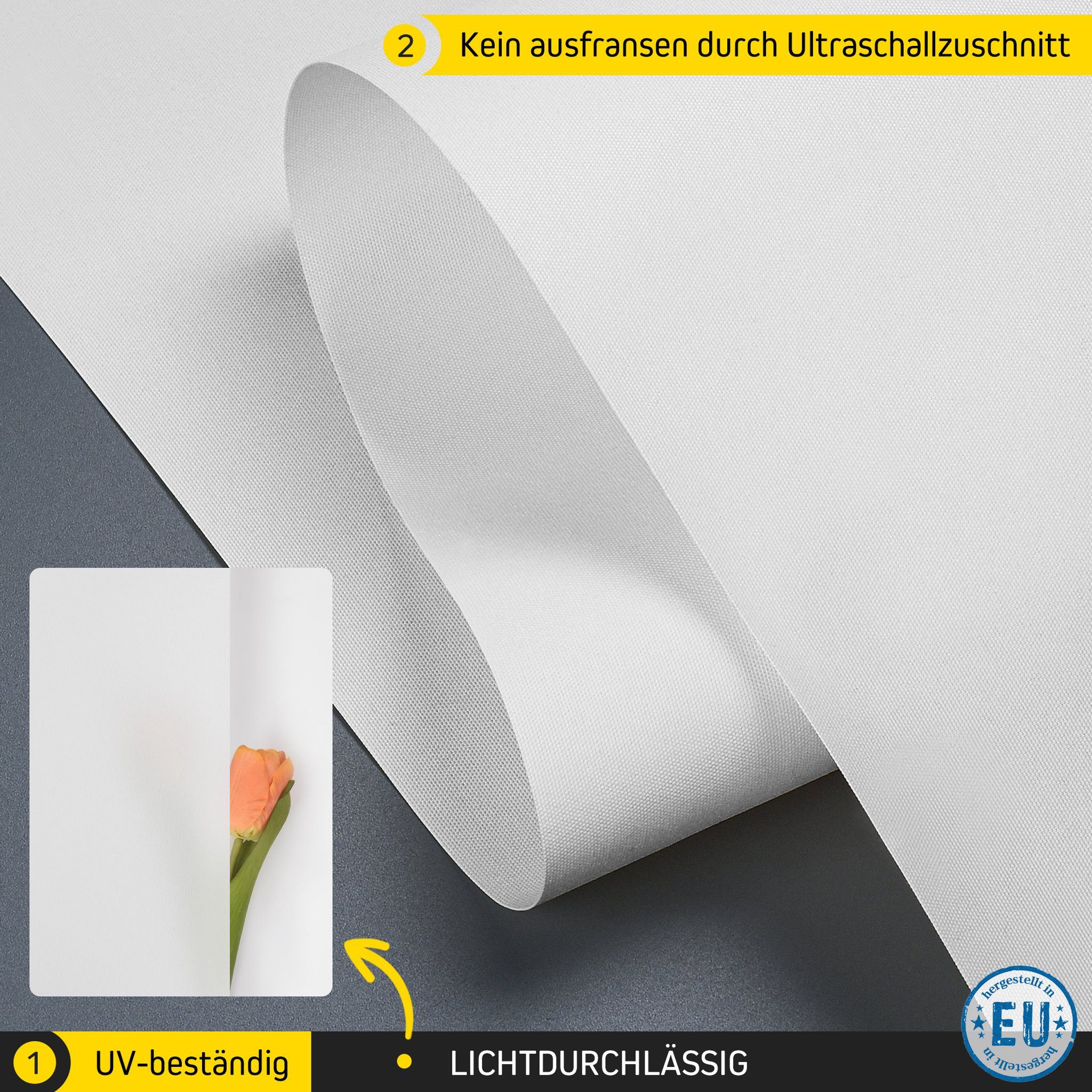 Rollo Lichtdurchlässig, 30 x 120 cm, weiß [Stoffbreite 26,6 cm], jalousiescout, blickdicht, ohne Bohren, freihängend, Klemmfix, vormontiert, mit Kindersicherung, für Fenster und Türen, Sichtschutz