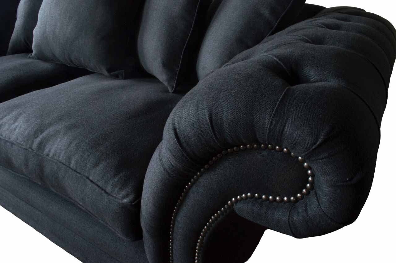 JVmoebel Sofa Designer big, Couch in Made 3 Europe Polster Sitz Schwarz Sofa Stoff Textil xxl Sitzer