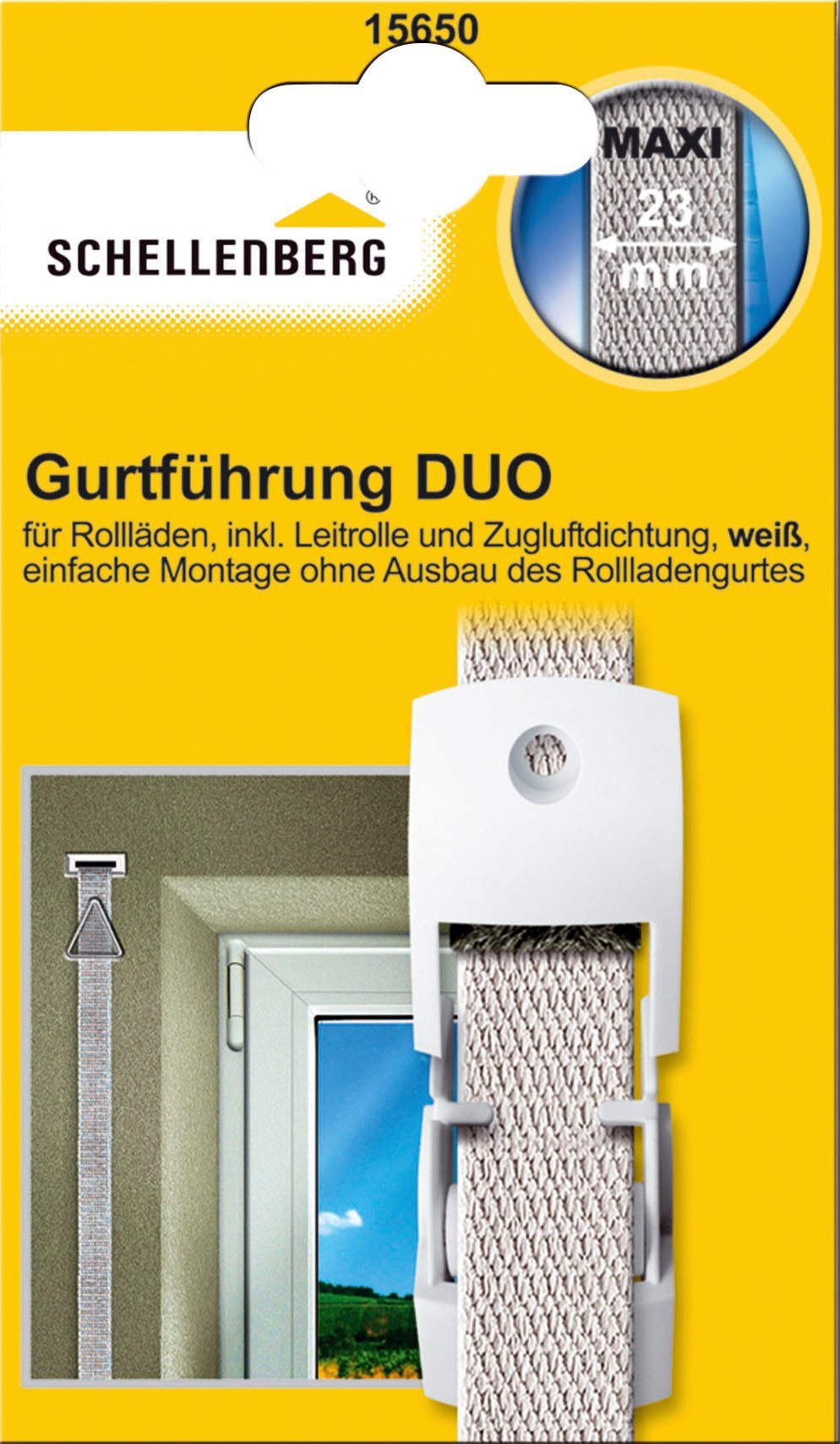 SCHELLENBERG Rollladen-Gurtführung Duo für das Rollladensystem Maxi, für max. 2,3 cm Gurtbreite, Set, 1-St., inkl. Zugluftdichtung und Gurtleitrolle