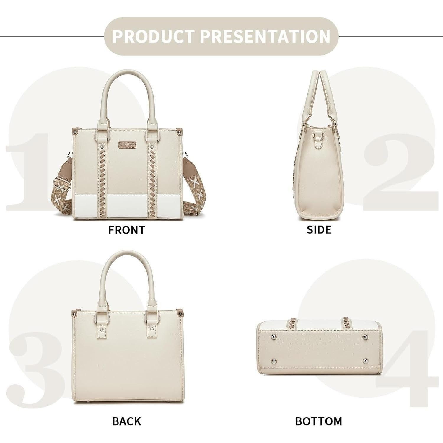 LuxusKollektion Henkeltasche Handtasche Damen Henkeltasche Innentaschen Lychee 4-2 Beige